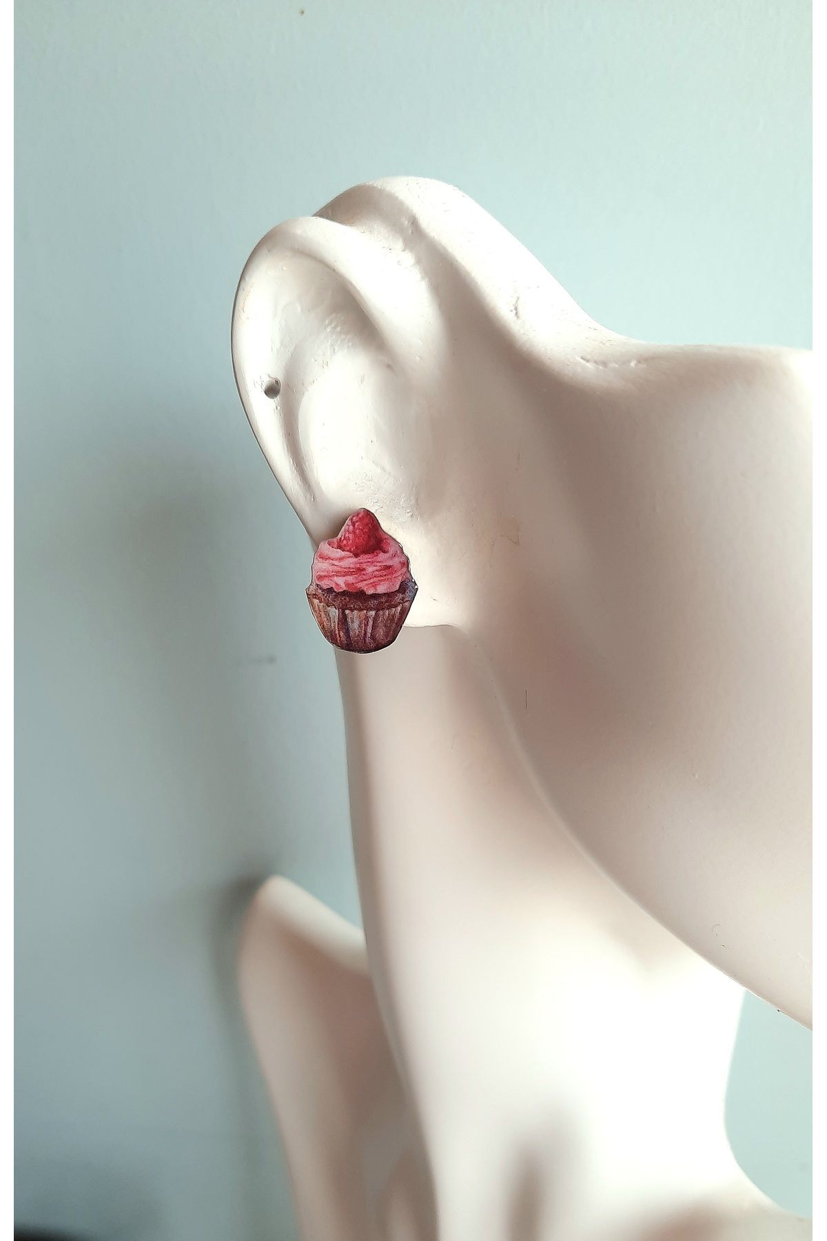 mensis creative-Stainless Steel Earrings with Cup Cake Image,Dark-Resistant,Hand Made,Epoxy 3