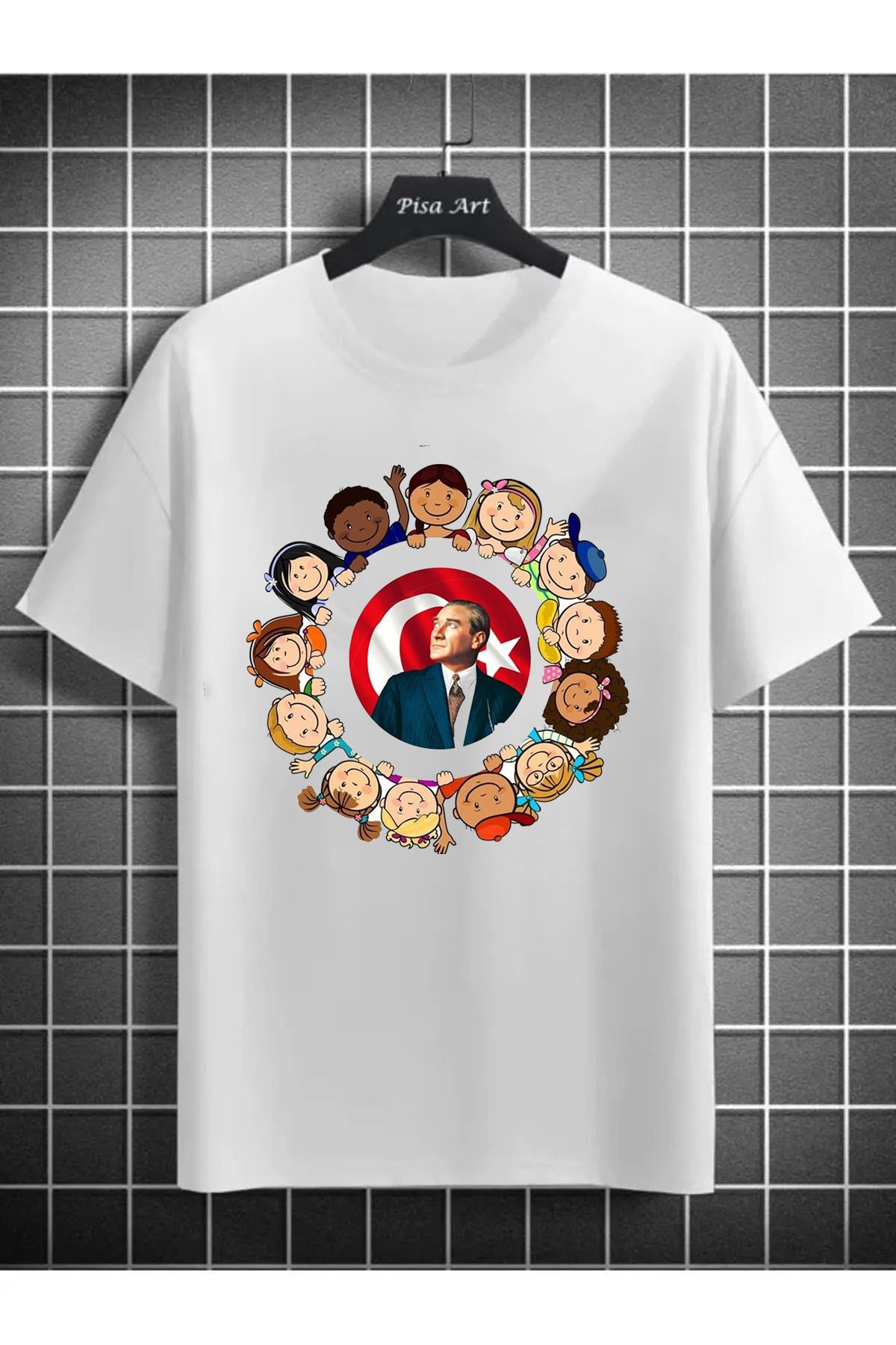 Pisa Art 23 Nisan Ulusal Egemenlik ve Çocuk Bayramı Temalı Çocuk ve Yetişkin T-shirt