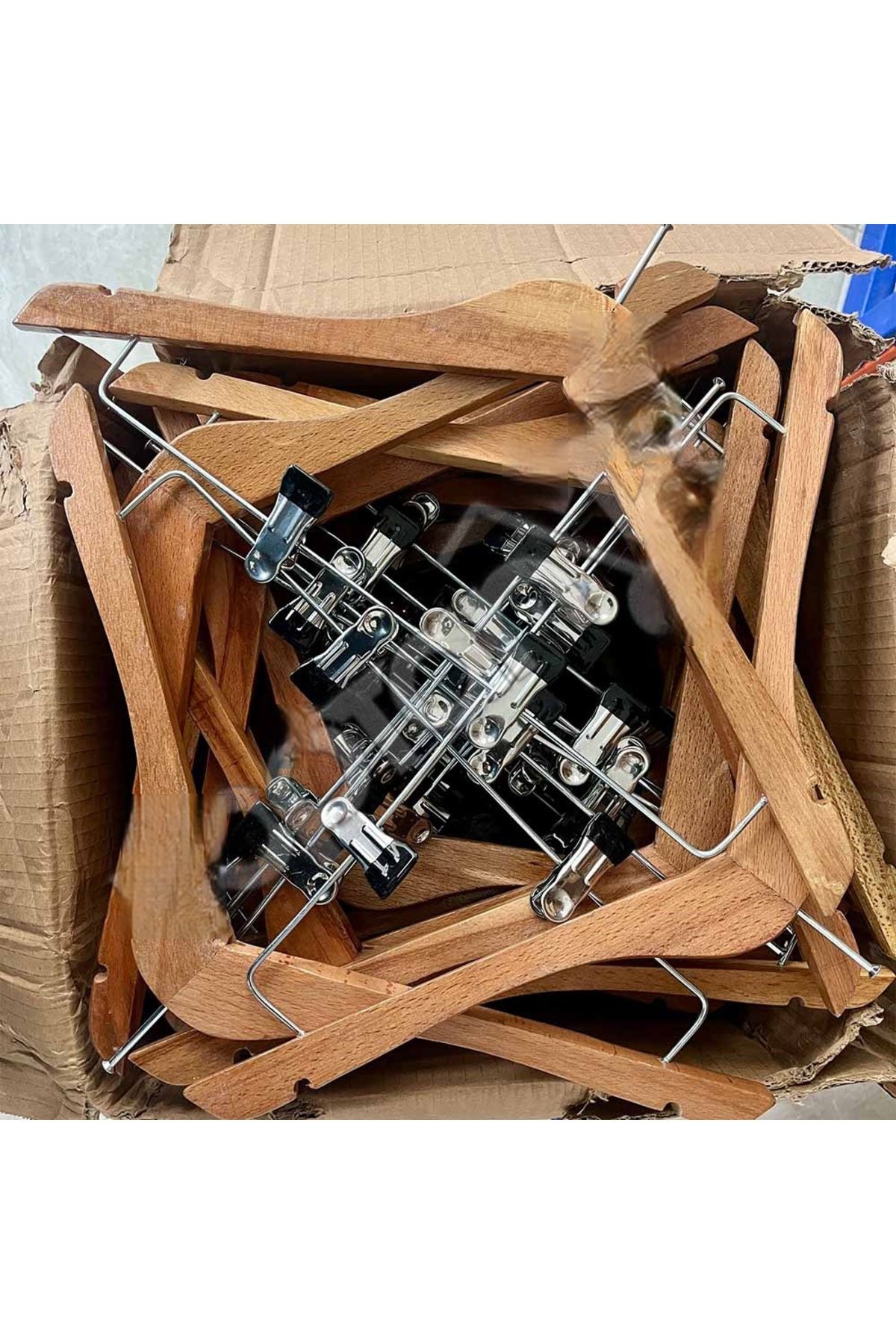 PRİVATE-50 Pcs Hotel Type Wooden Latched Skirt Pantolan Clothes Costume Hanger Original Hanger Domestic Ring Hanger 5