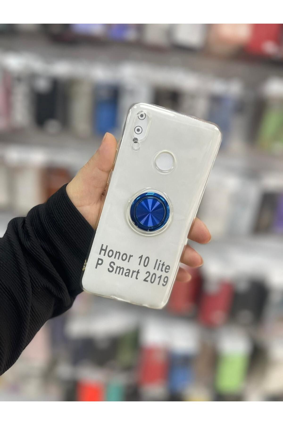 TECNOTREND HUAWEİ P SMART 2019 HONOR 10 LİTE UYUMLU Renkli Yüzüklü Şeffaf Siliikon Kılıf