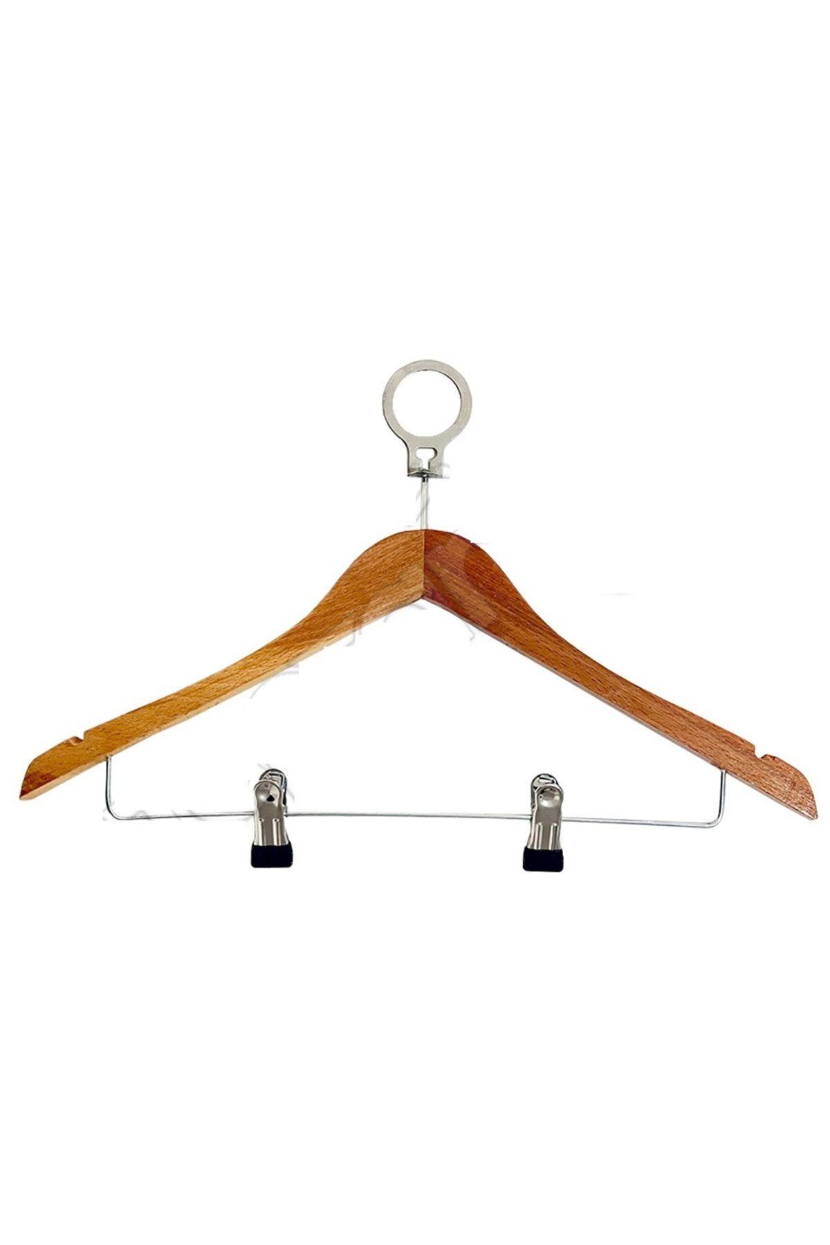 PRİVATE-50 Pcs Hotel Type Wooden Latched Skirt Pantolan Clothes Costume Hanger Original Hanger Domestic Ring Hanger 1