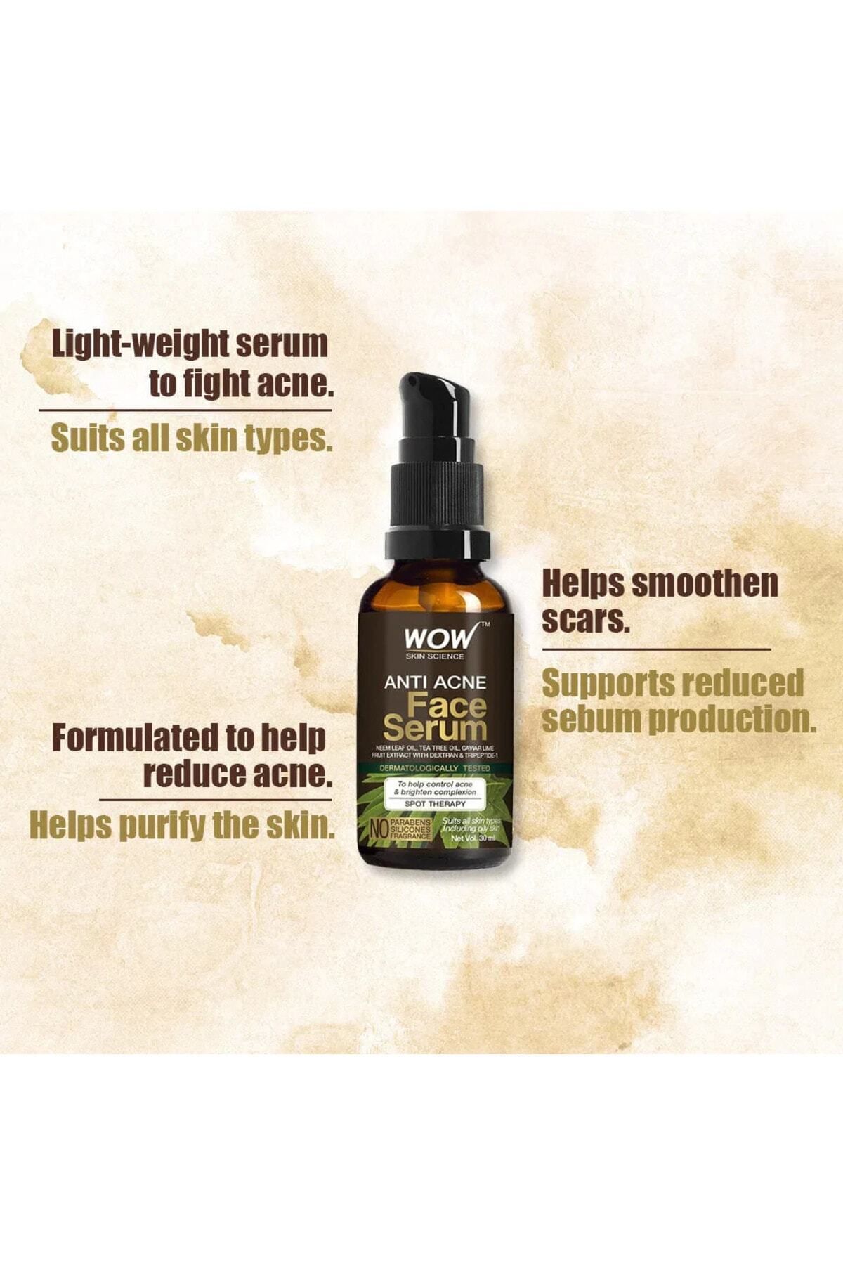 WOW Skin Science-Anti-Acne Face Serum-97,8% Natural-Anti-Blemish-aha-neem Leaf Oil, Tea Tree Oil, Caviar 30ml 5