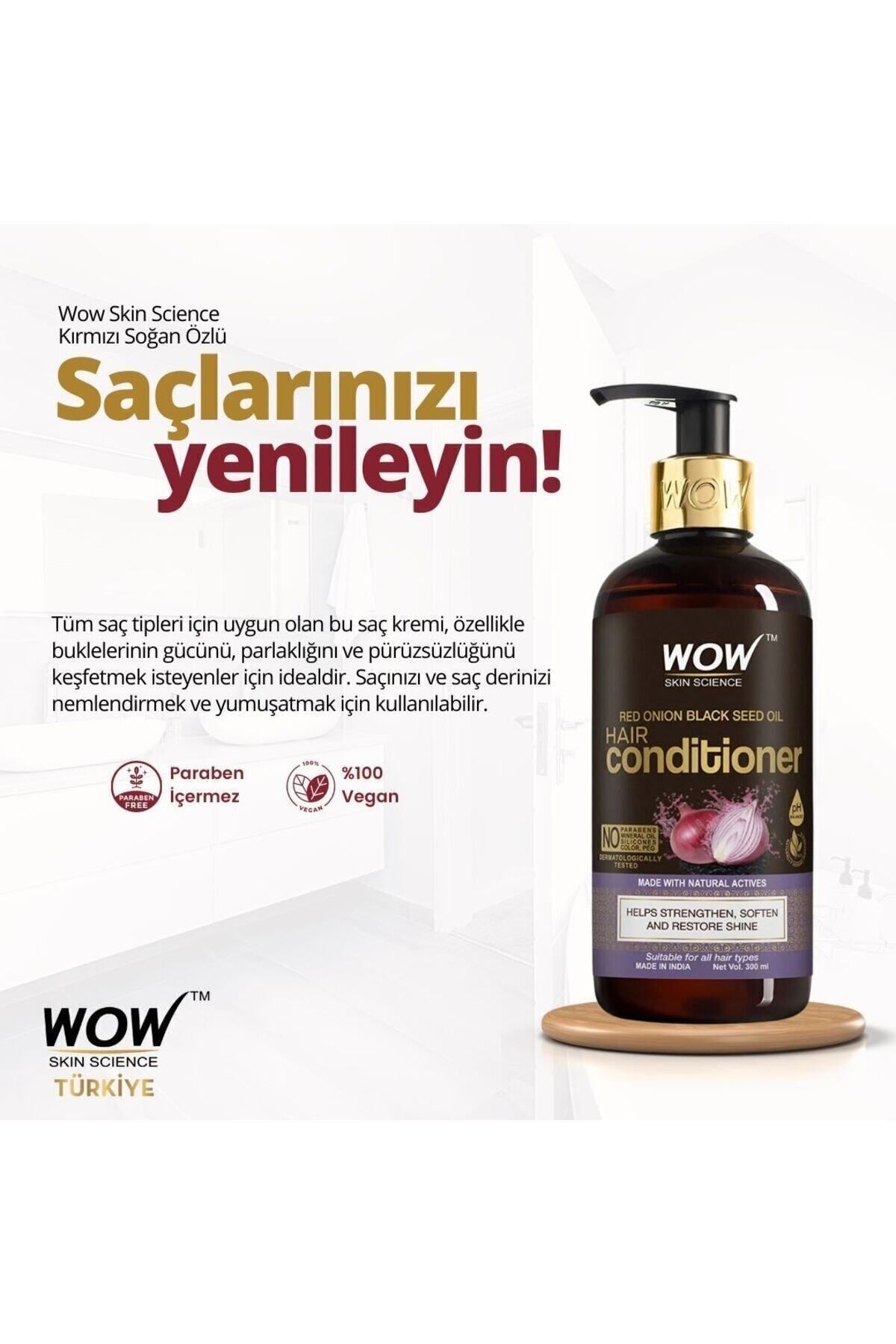 WOW Skin Science-Red Onion Conditioner - 92.% Natural Content - pH Balancing Hair Loss Control and Hair Growth 300ml 3