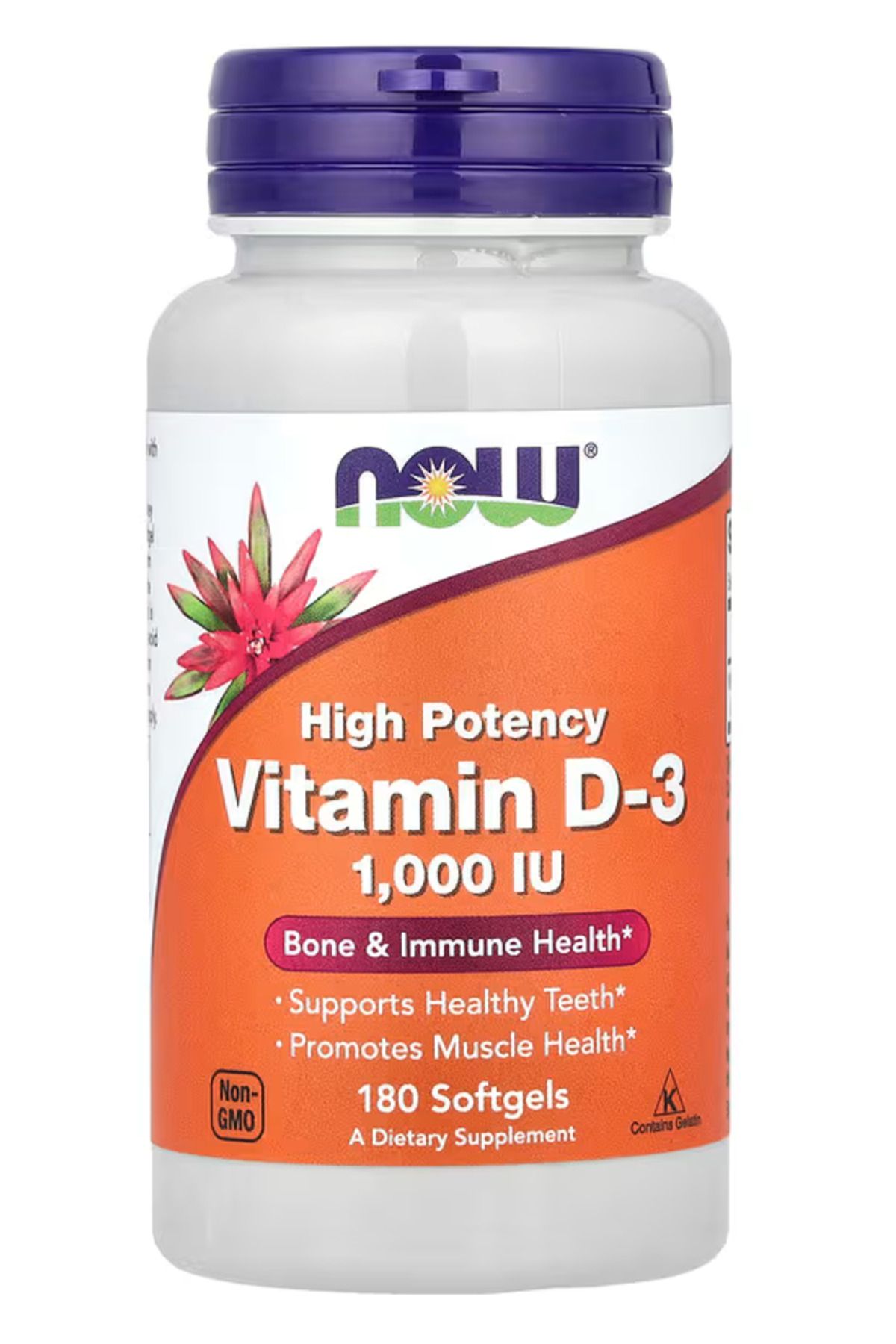 Now Foods Vitamin D-3, High Potency, 1,000 IU, 180 Softgels 3829