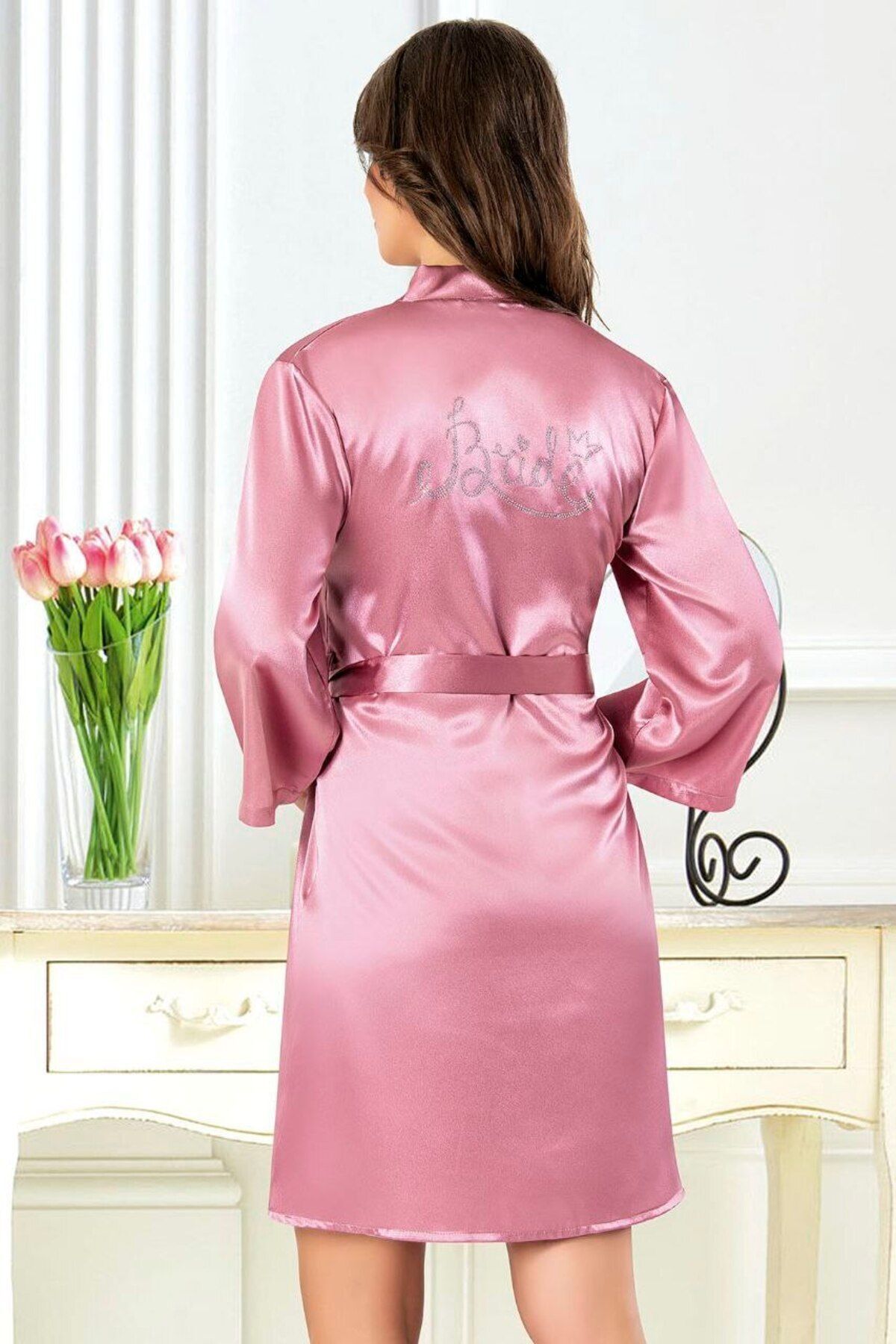 Starpink Saten Bride Sabahlık 5914 Pembe