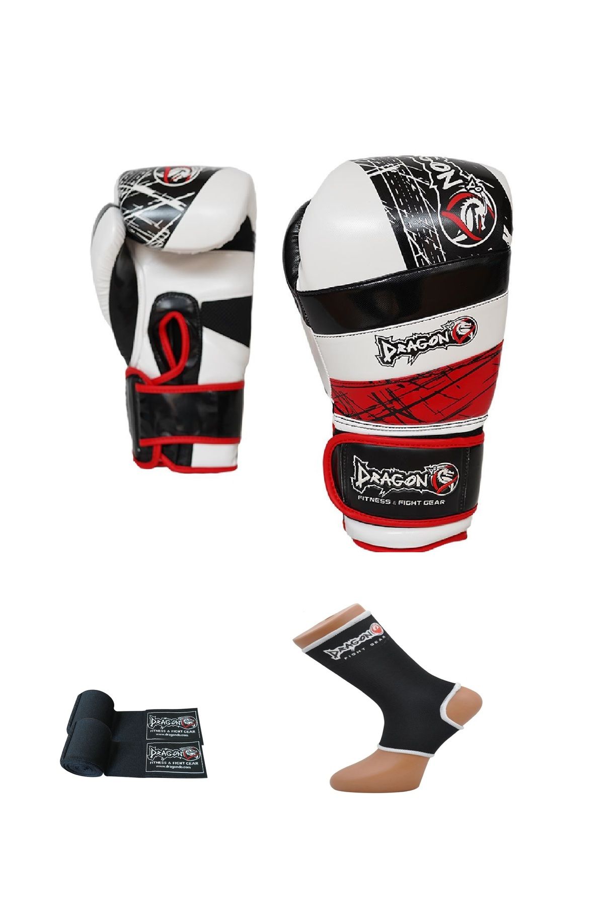 Dragondo RedLand Performans Ürünü Muay Thai - Kick boks Eldiveni-Bandaj - Çorap  3’lü Set Giftoom Gloves