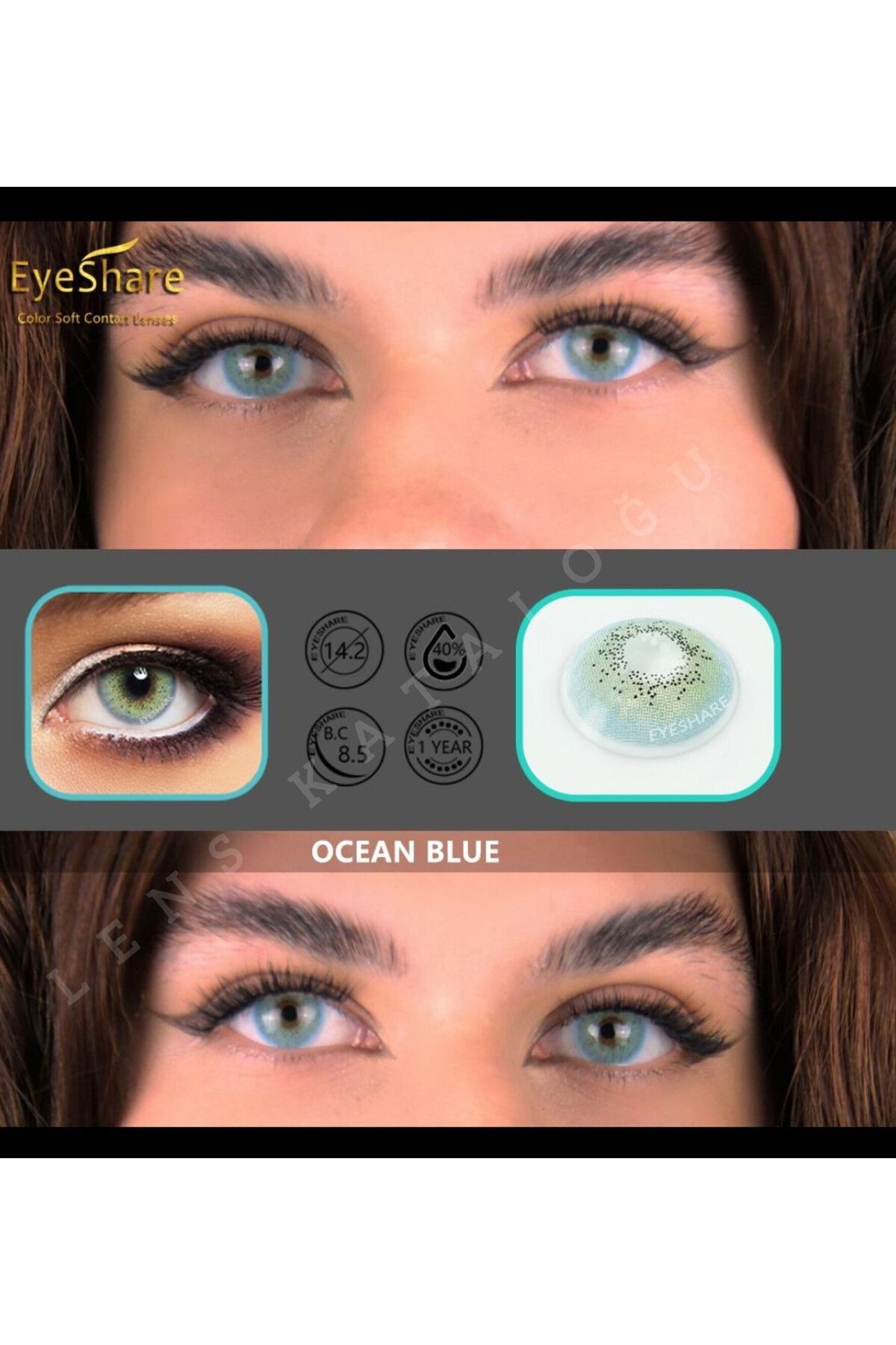 Eyeshop OCEAN BLUE LENS HARESİZ NUMARASIZ DOĞAL GÖRÜNÜMLÜ KULANIM SURESİ 12 AY