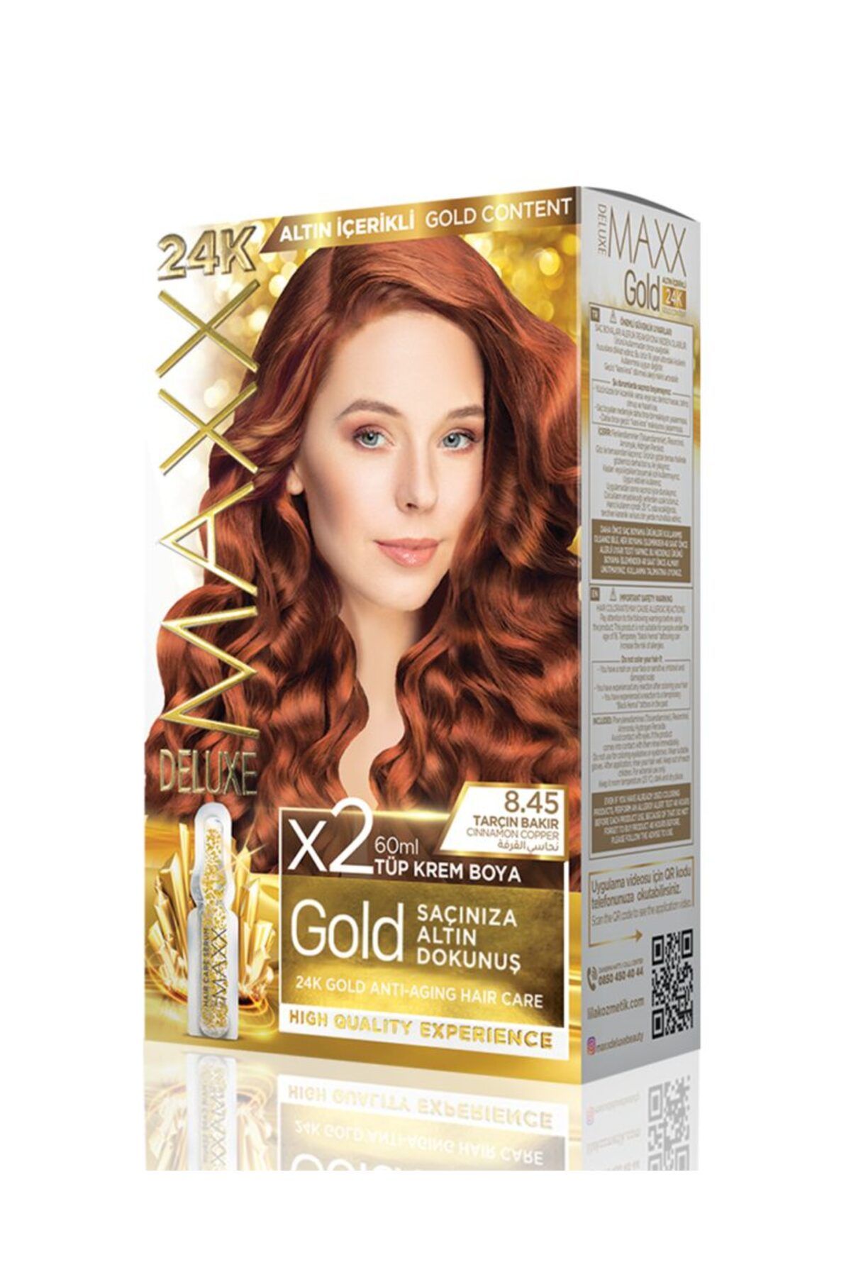 MAXX DELUXE Golden 8.45 Tarçın Bakır 24k Altın Içerikli Saç Boyası