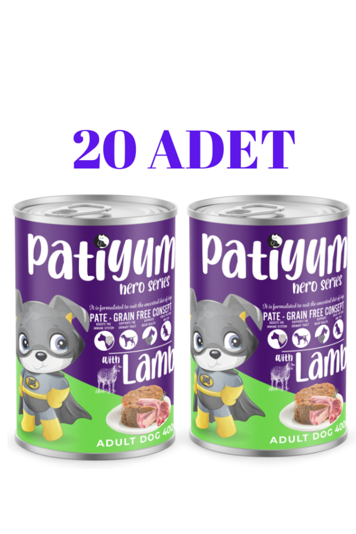 PATiYUM PATİYUM KUZULU KÖPEK KONSERVESİ 400GR X 20 ADET