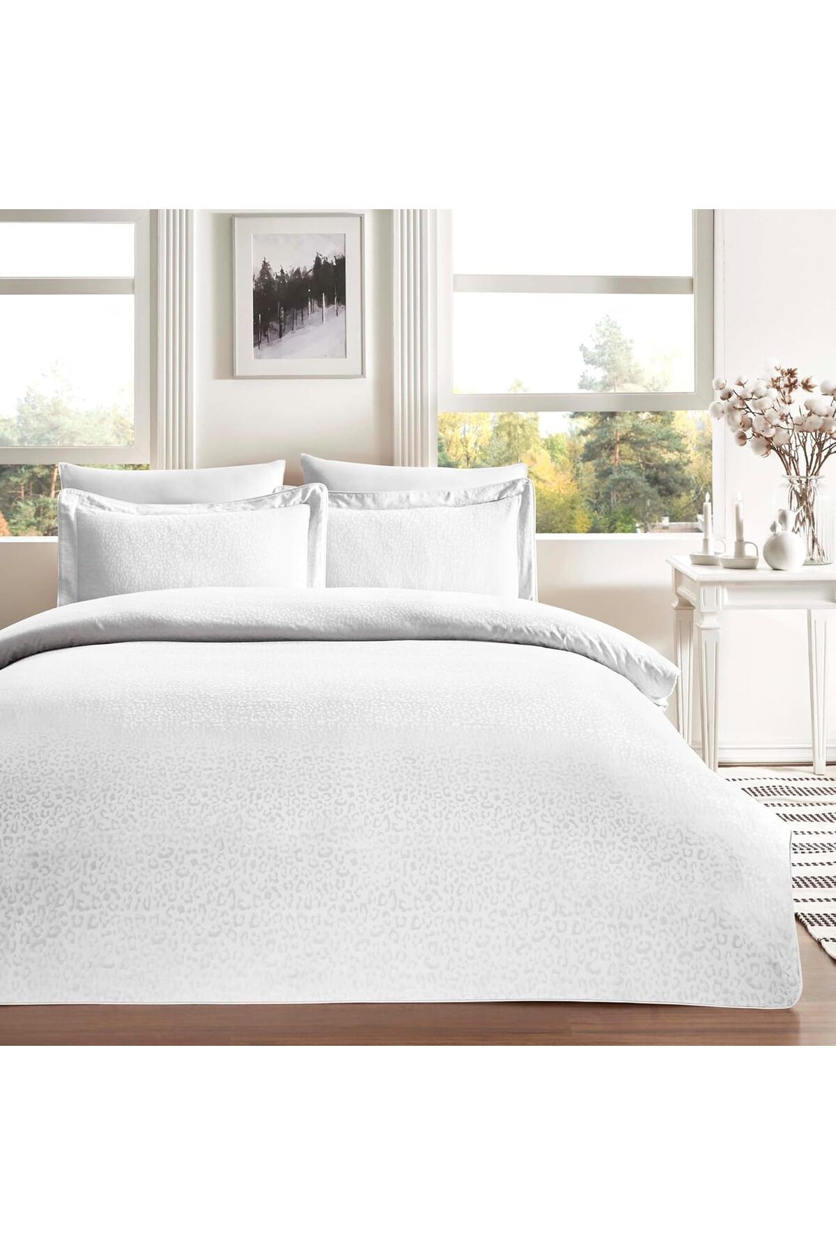STOREMAX Leo Desenli%100 Pamuk Nevresim Takımı, Beyaz, Çift Kişilik