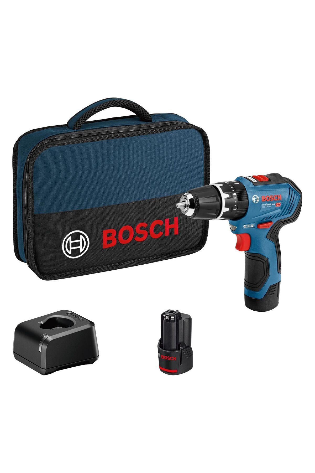 Bosch GSB 12V-30 Çift Akülü Darbeli Delme Vidalama Bez Çantalı