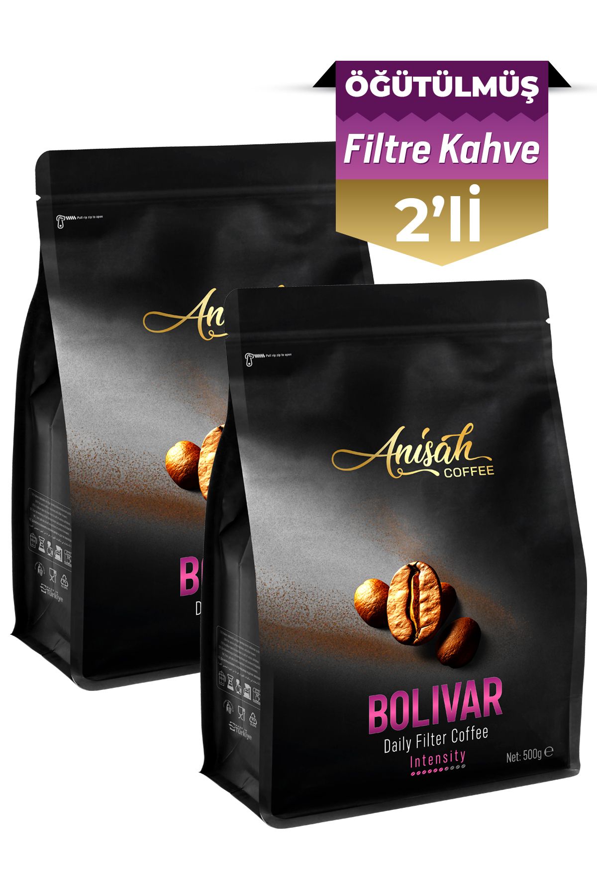 Anisah Coffee Bolivar Daily | Öğütülmüş Filtre Kahve | 2x500g | Orta Kavrulmuş (MEDİUM ROAST)