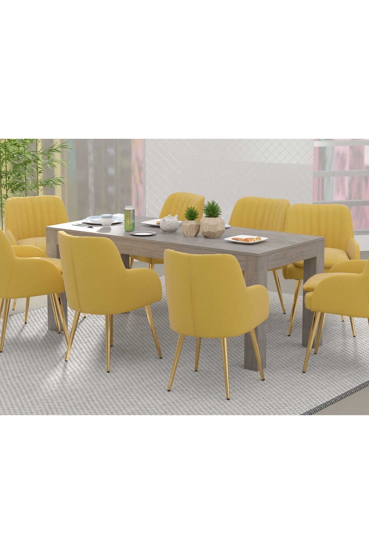 Mahmayi-8-Seater Wooden Dining Table for Kitchen, 180cm, Grey Brown Whiteriver Oak Finish 2