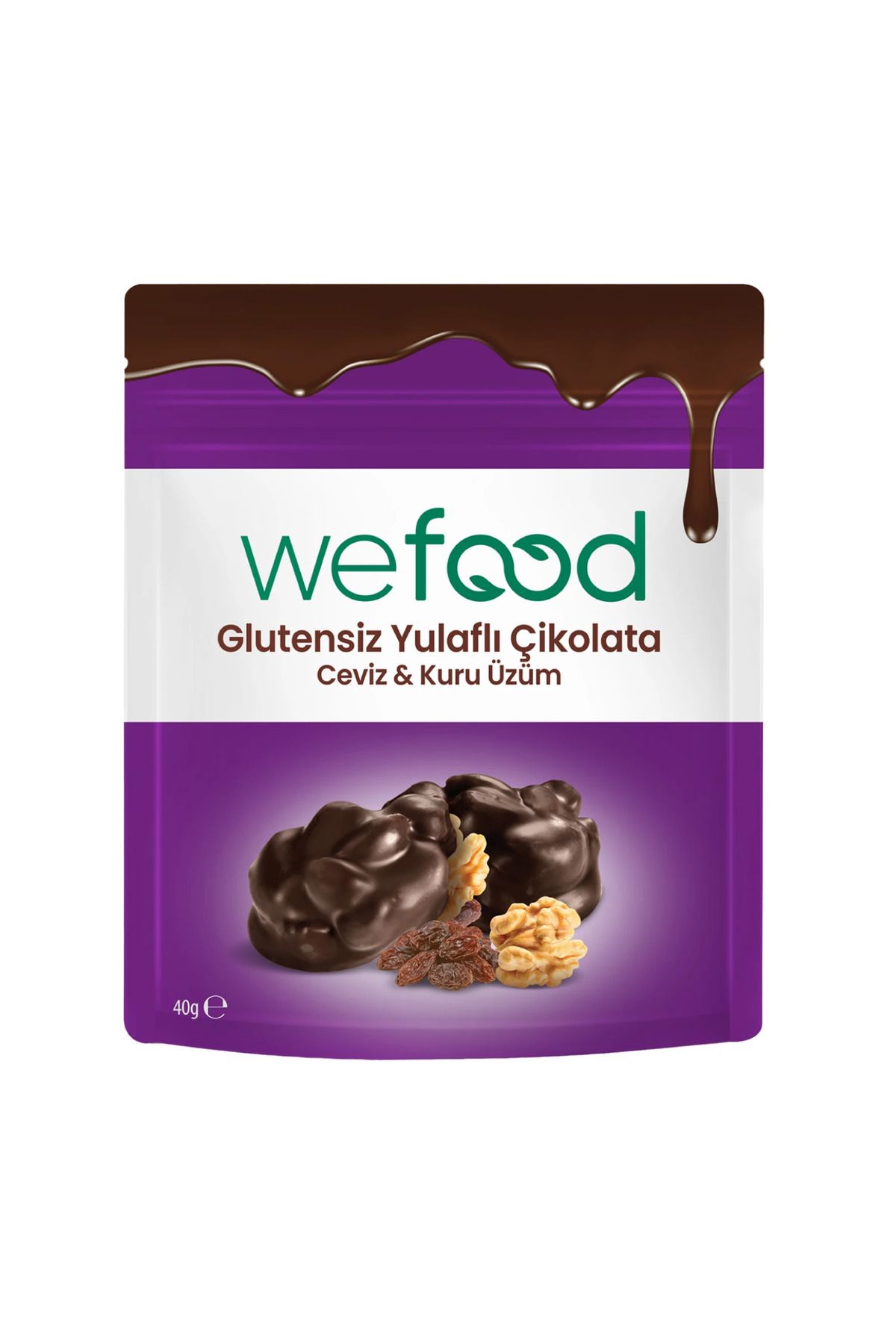 Wefood Glutensiz Yulaflı Çikolata Cevizli & Kuru Üzümlü 40 gr 5'li