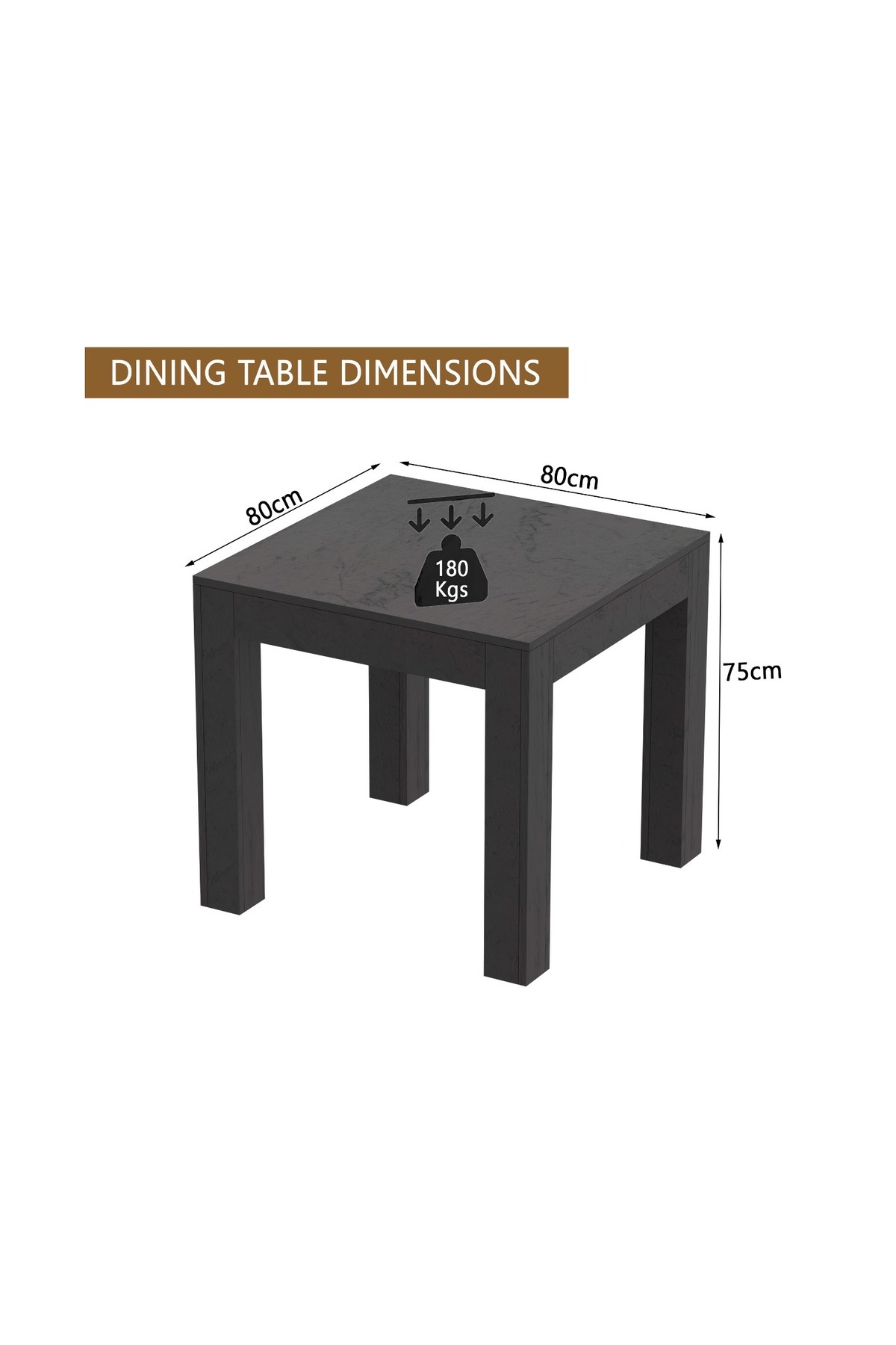 Mahmayi-2-Seater Wooden Dining Table for Kitchen, 80cm, Anthracite Jura Slate Finish 4