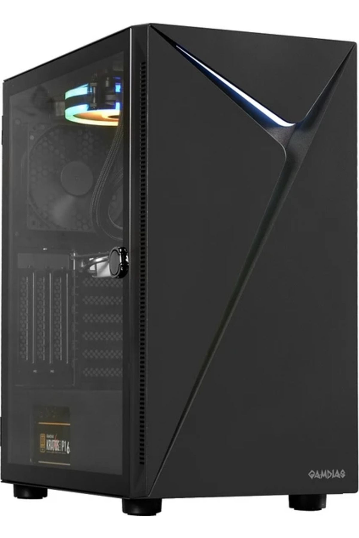 gamdias ARGUS E4 ELITE 750w 80+ Tempered Glass USB 3.0 Siyah 120mm Led Fanlı Gaming Kasa