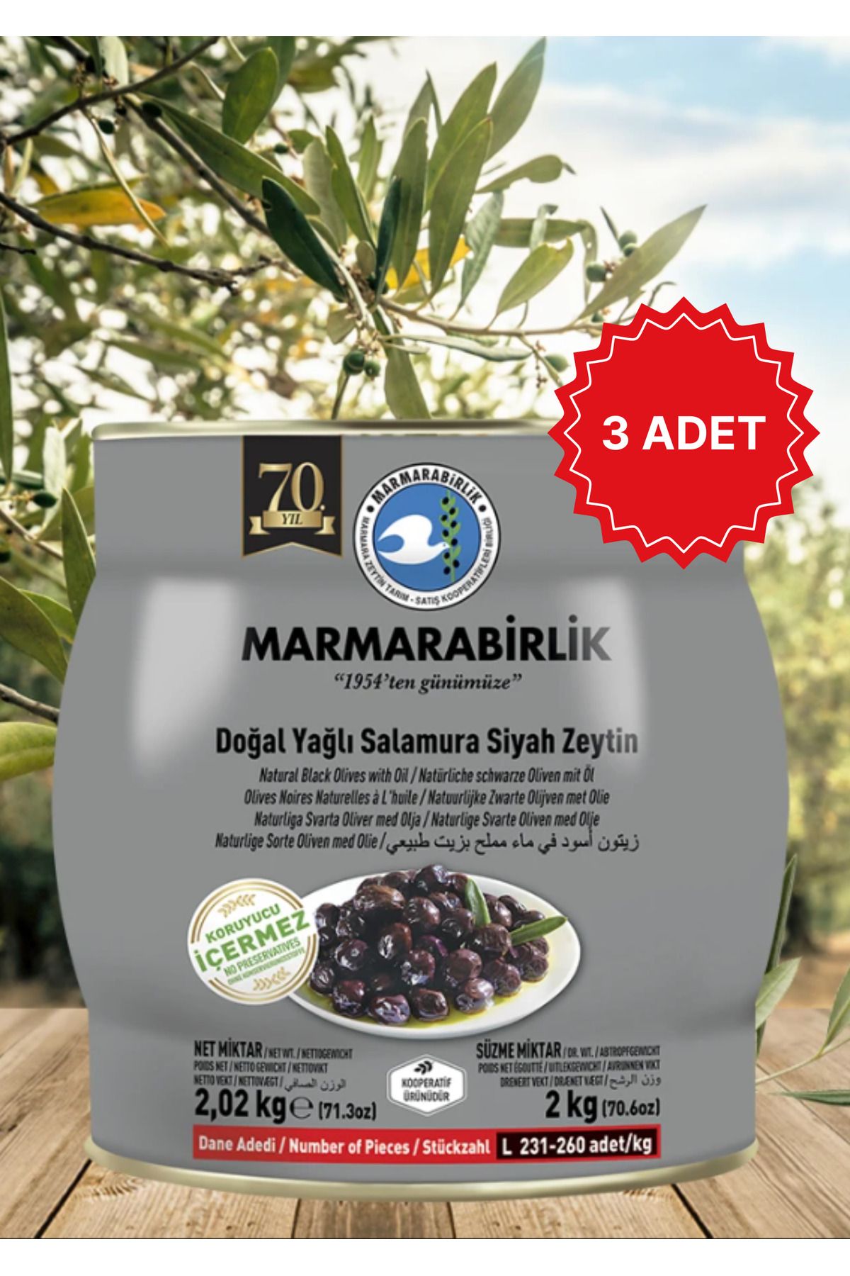 MarmaraBirlik Teneke 231-260 Hiper 2.000 Gr X 3 Adet