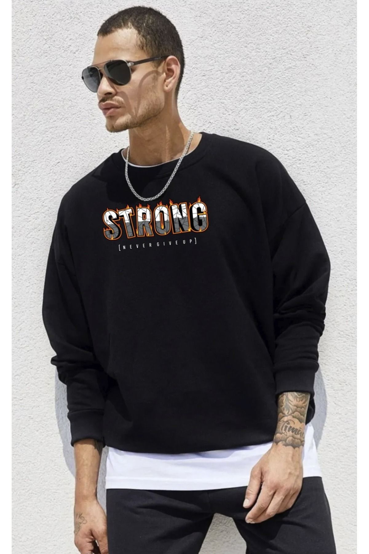 Frisson-Strong Printed Oversize Hooded Tracksuit Set - Sweatshirt Jogger 1