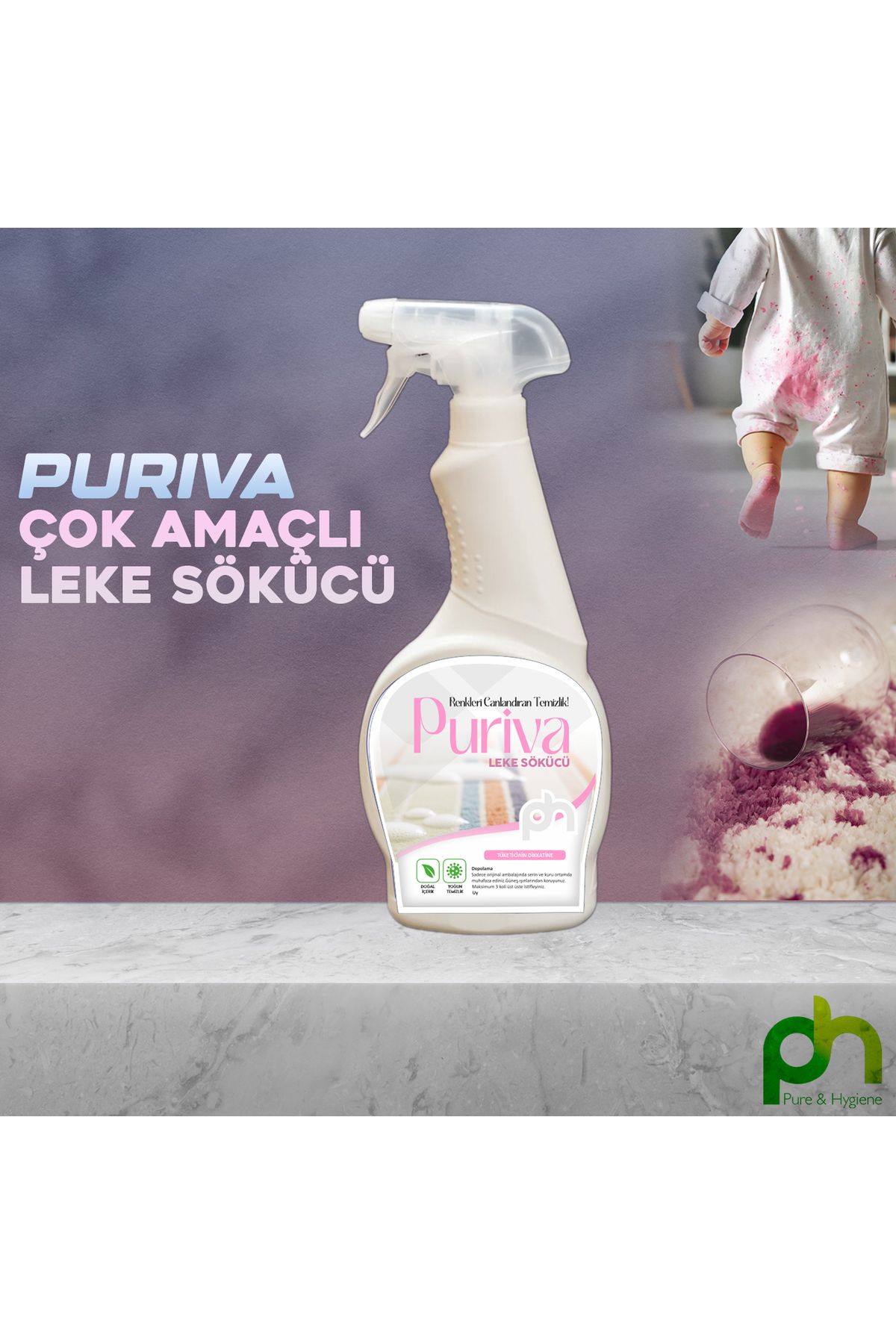 P&H Puriva Kumaş Yüzeyler İçin Güçlü Leke Çıkarıcı Sprey 750 ml