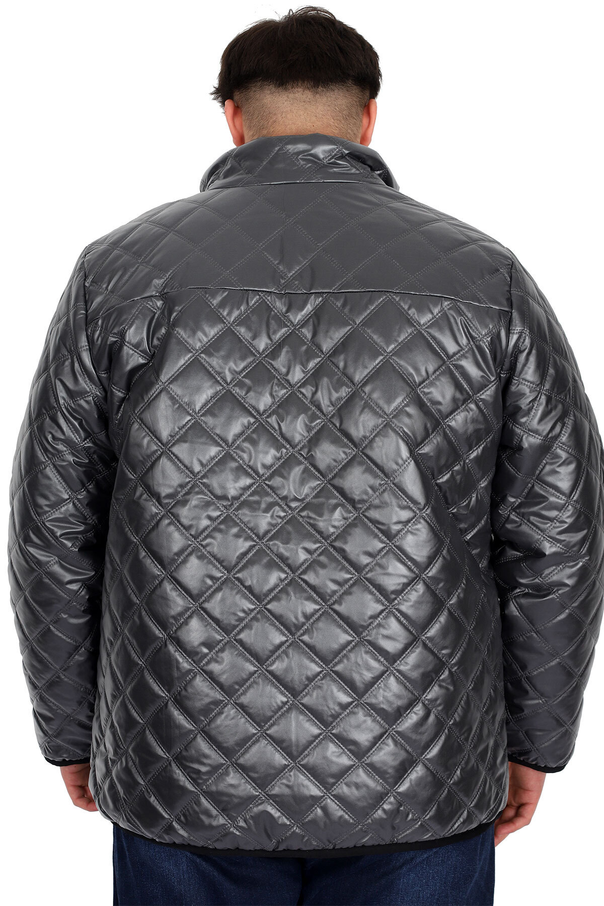 ModeXL Mode XL Büyük Beden Erkek Dik Yaka Kapitone Mont U24615 Antrasit görsel 3