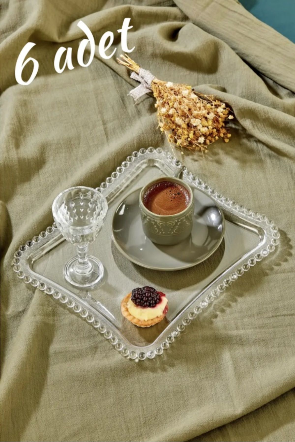 ŞAKİLATA CONCEPT-6 Pieces Decorative Coffee Mica Tray Presentation Tray 1