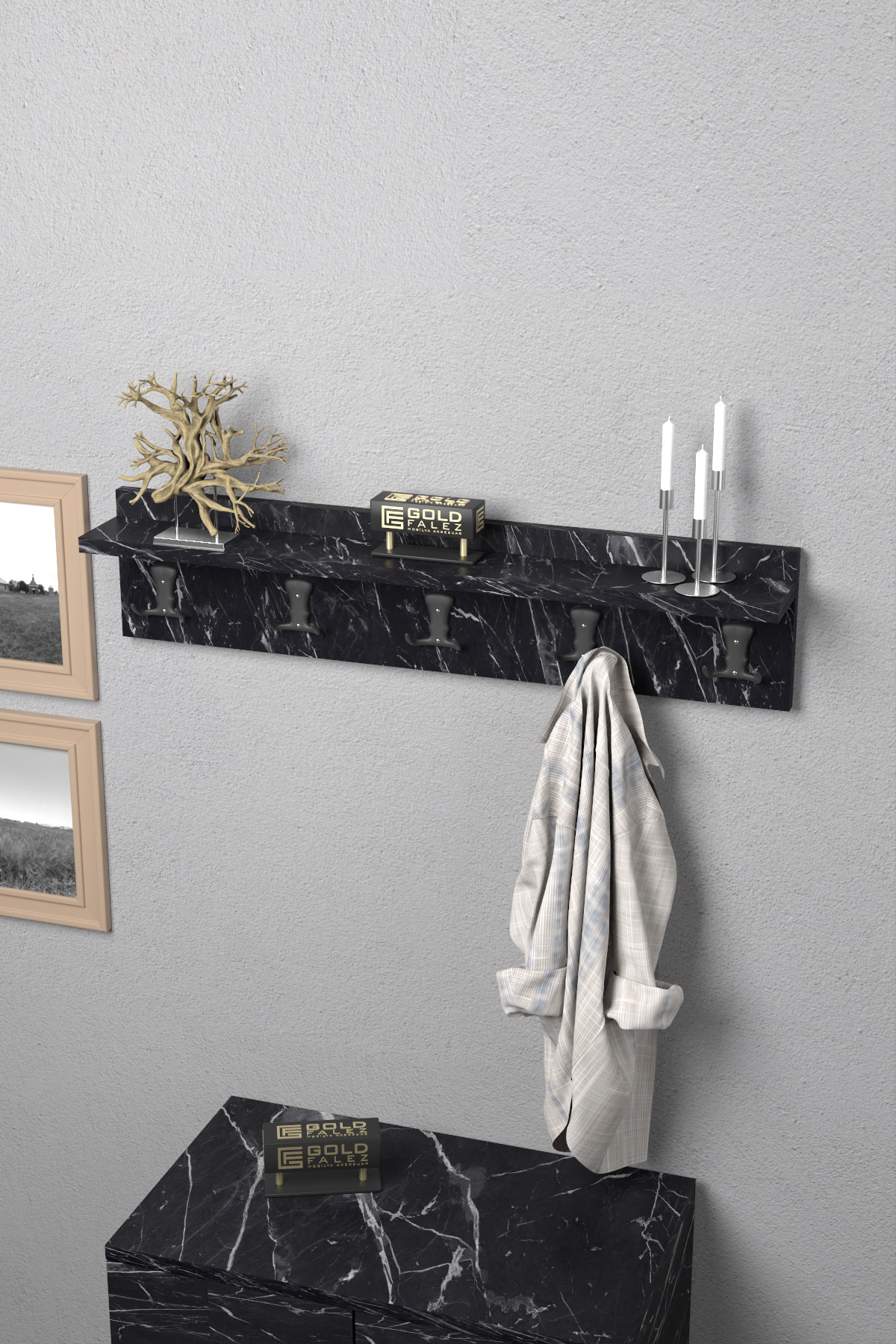 Goldfalez Duvar Askılığı Siyah 80 cm görsel 2