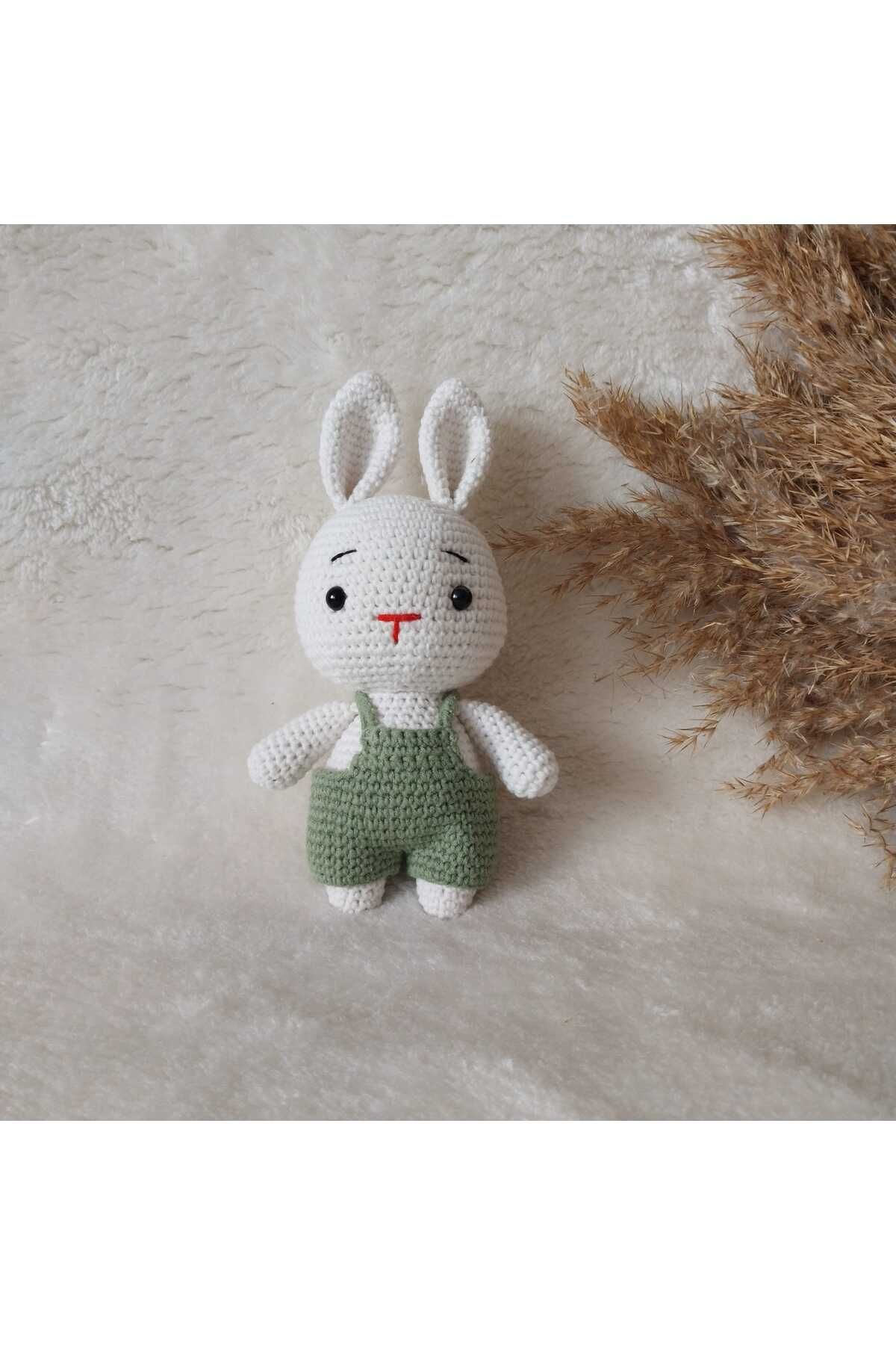 USTAHOBİEVİ Amigurumi minik tulumlu tavşan uyku ile oyun arkadaşı