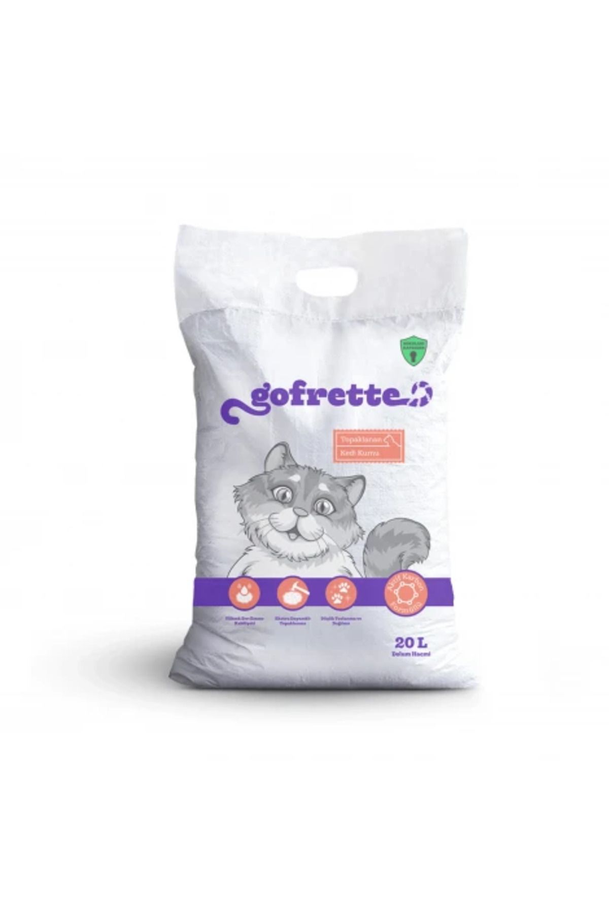 Gofrette Bentonit Natural Topaklanan Kedi Kumu 20 LT