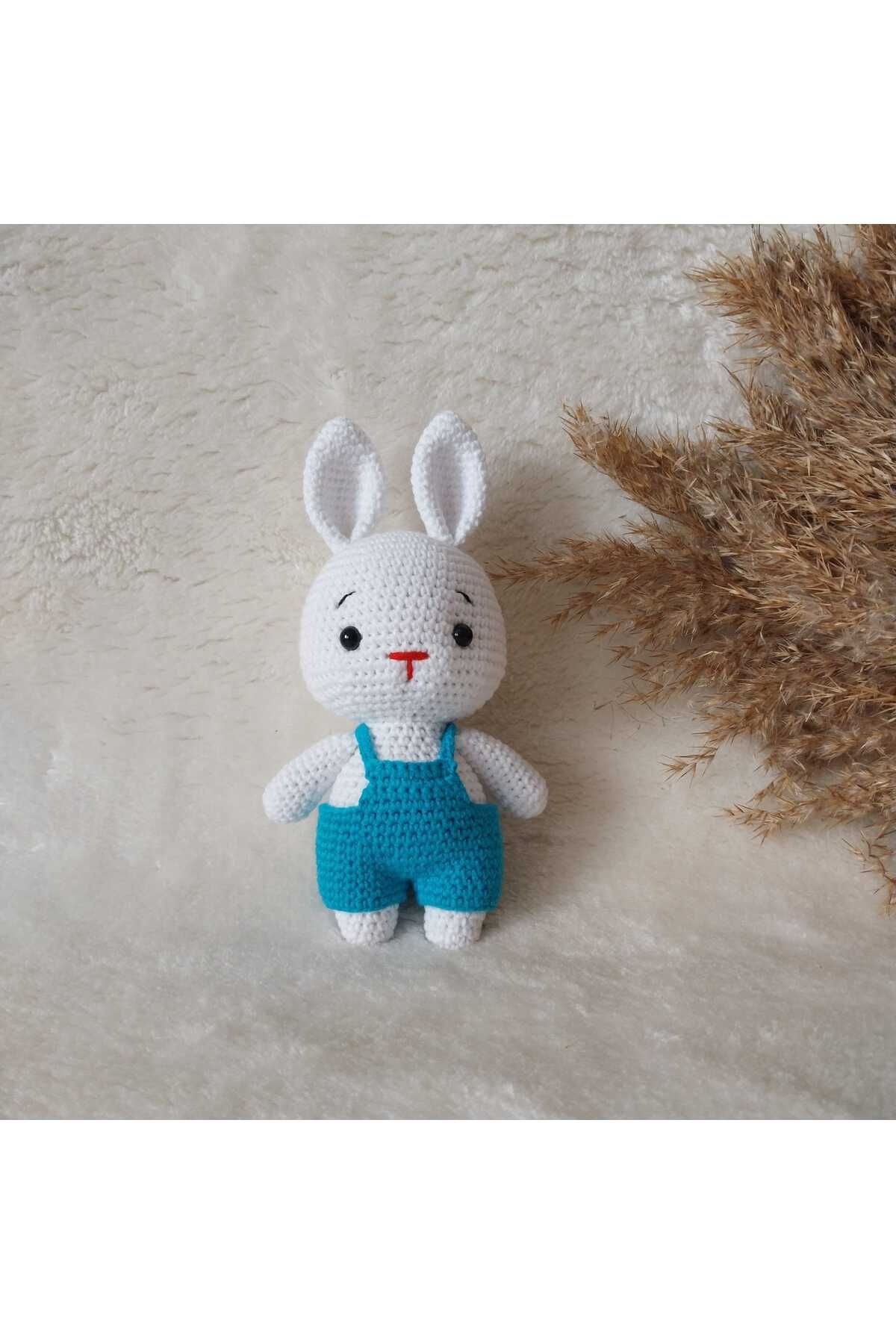 USTAHOBİEVİ Amigurumi minik tulumlu tavşan uyku ile oyun arkadaşı