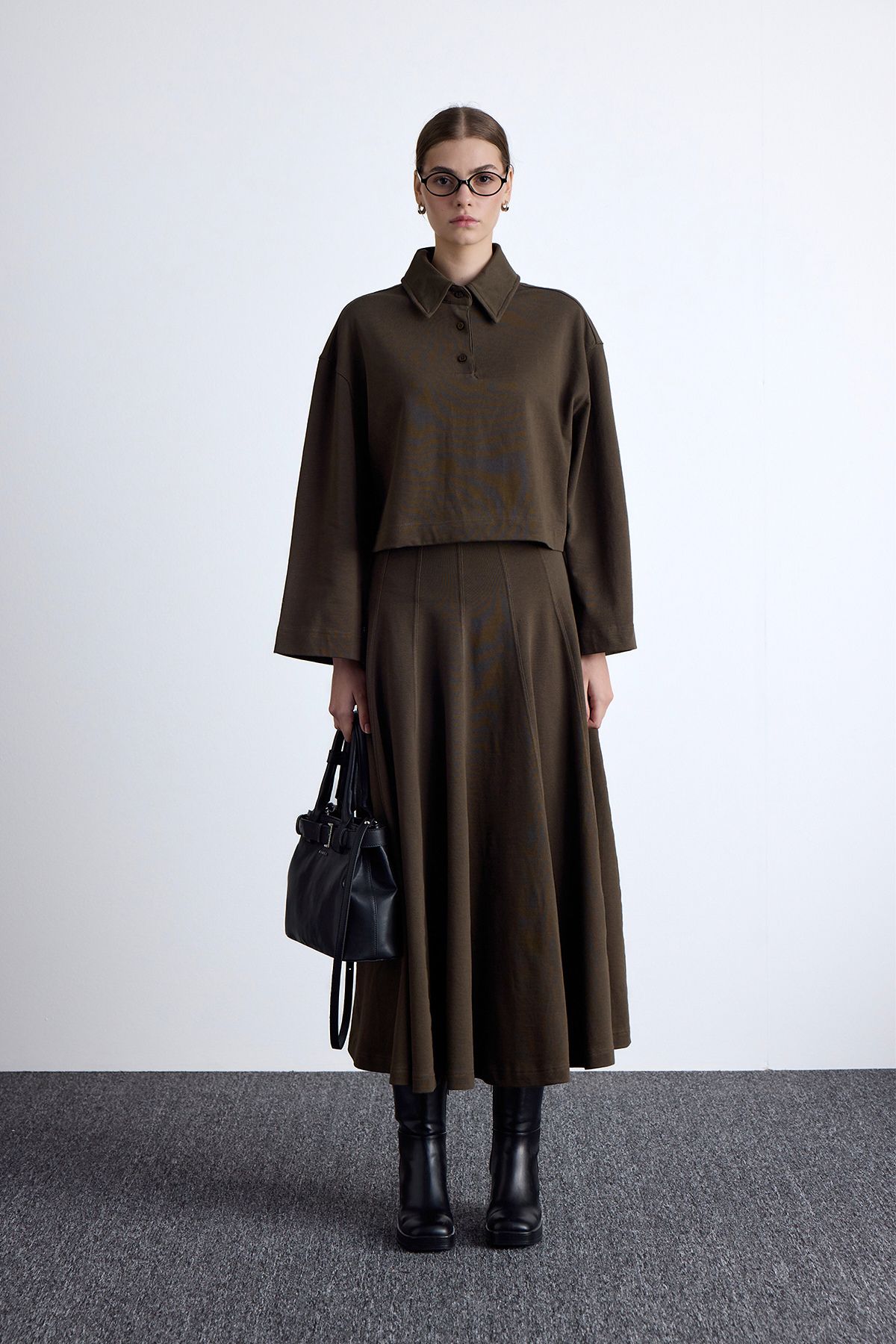 Manuka-Khaki̇ Knitted Premium Oversize Blouse 2