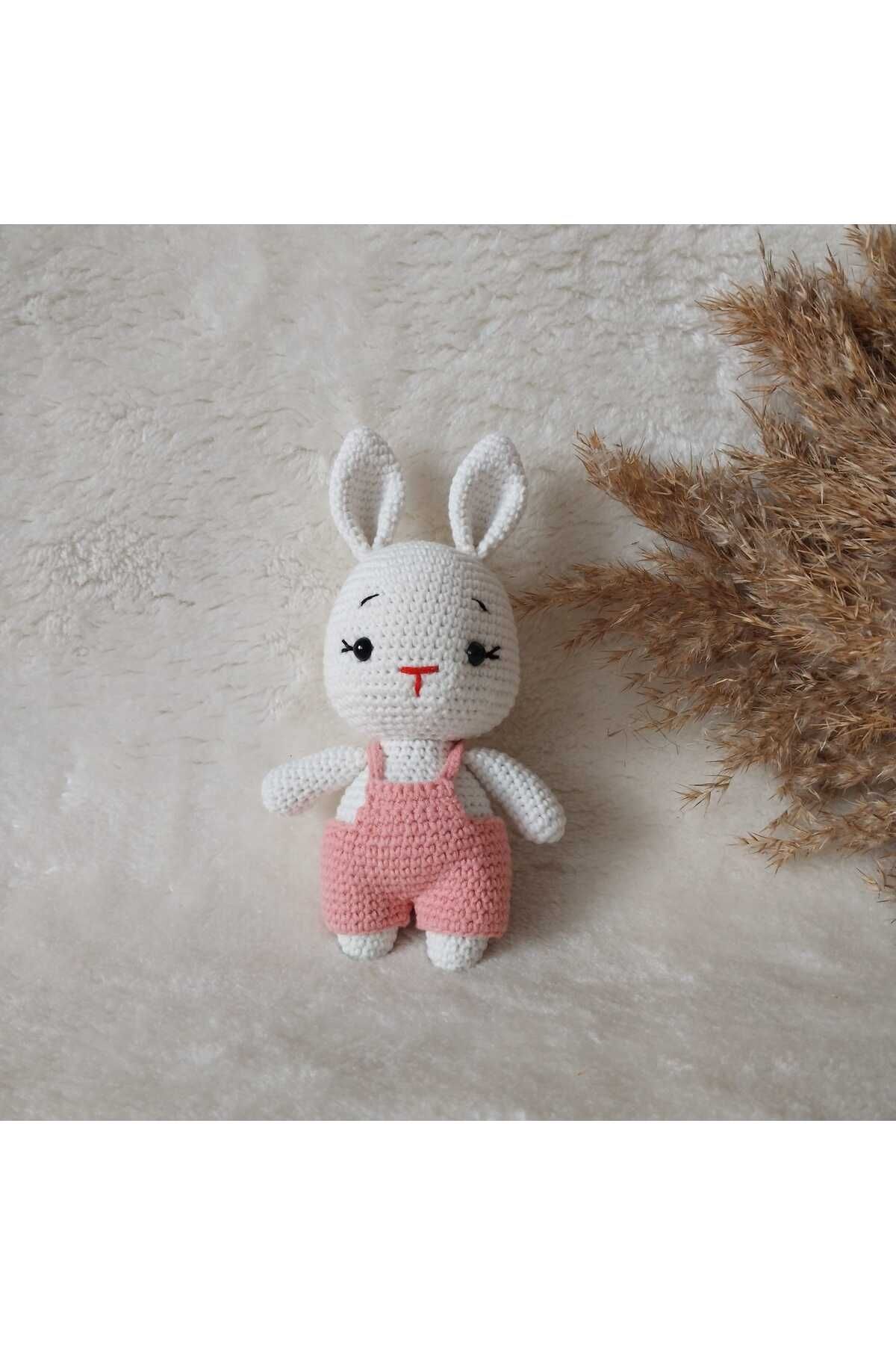 USTAHOBİEVİ Amigurumi minik tulumlu tavşan uyku ile oyun arkadaşı