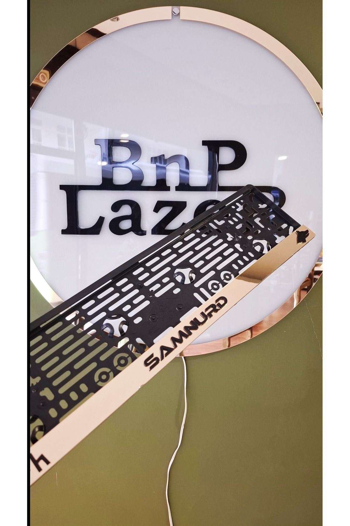 BnP LAZER Gold Aynalı İsme Özel Plakalık (2 ADET)