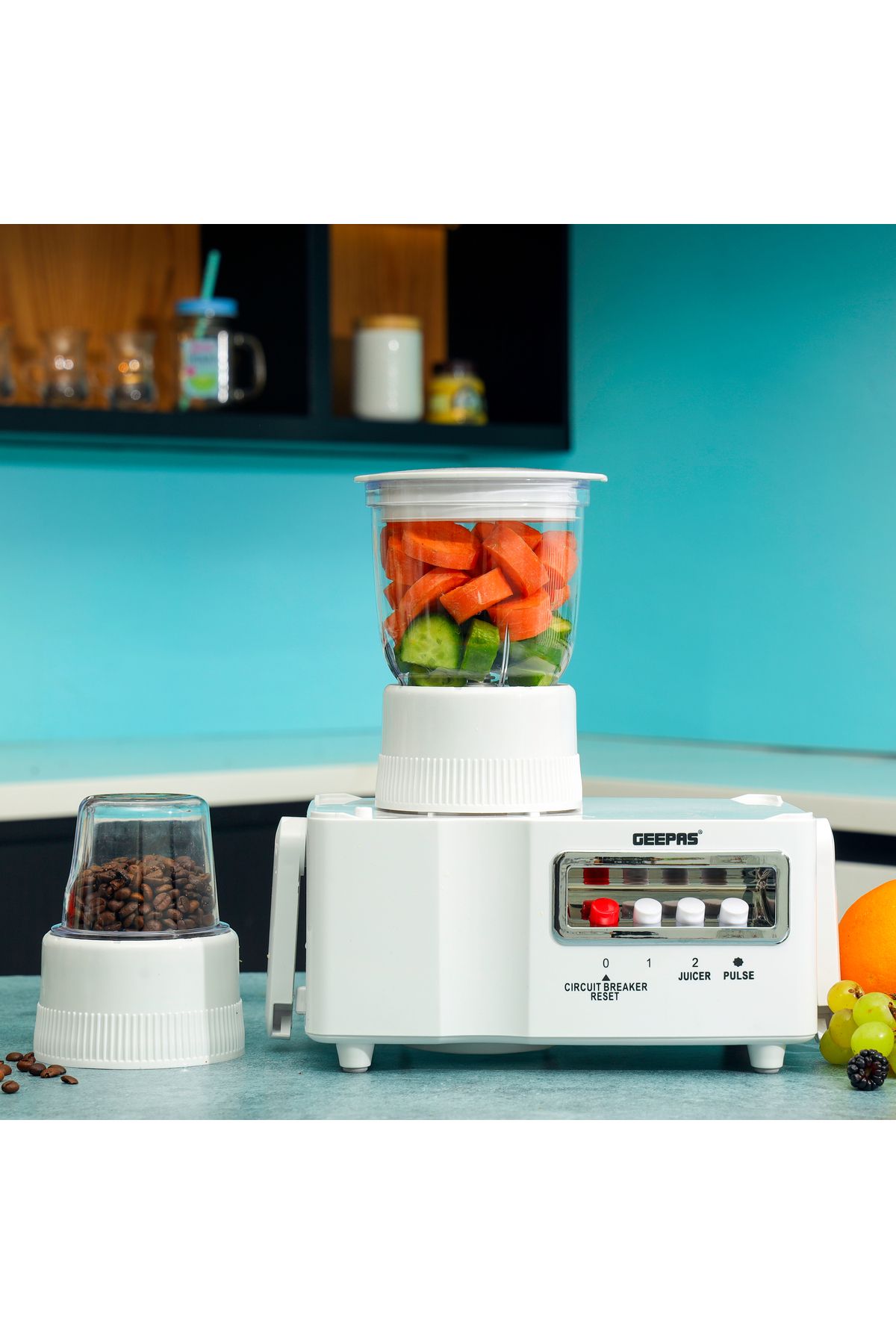 Geepas-650W 4-in-1 Food Processor-  2 Speed Control with Pulse| 2 Years Warranty| White 4