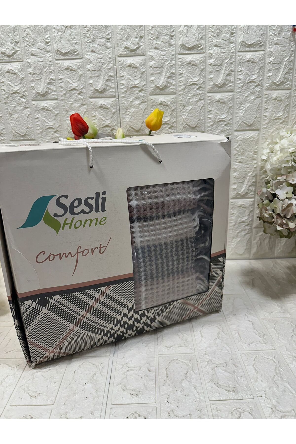 SESLİ HOME Çift Kişilik Battaniye Scotch Pamuklu 200x 240