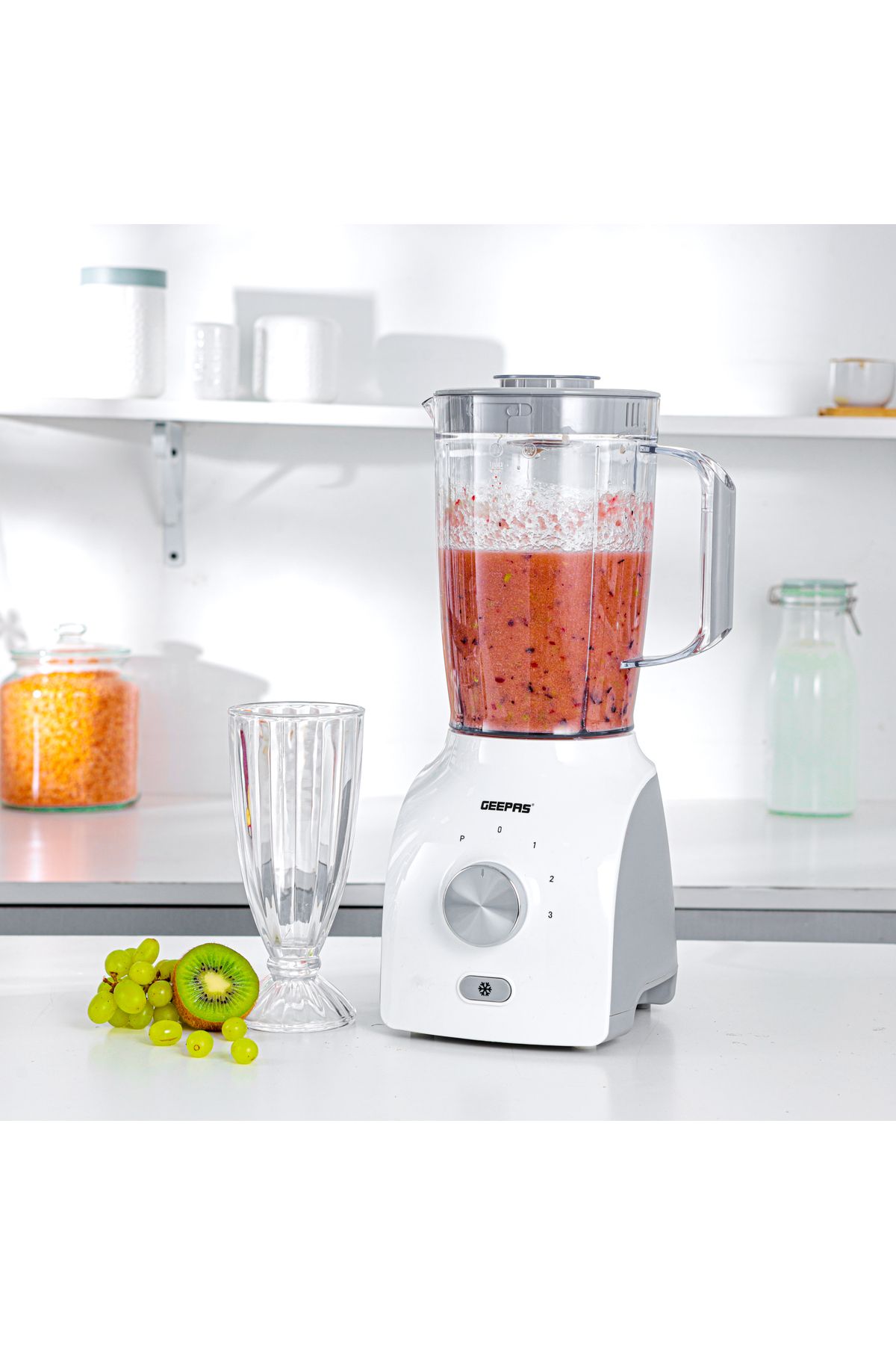 Geepas-3In1 Blender With Stainless Steel Blades, Turbo Button For Ice Crushing, 3Speed With Pulse Function 6