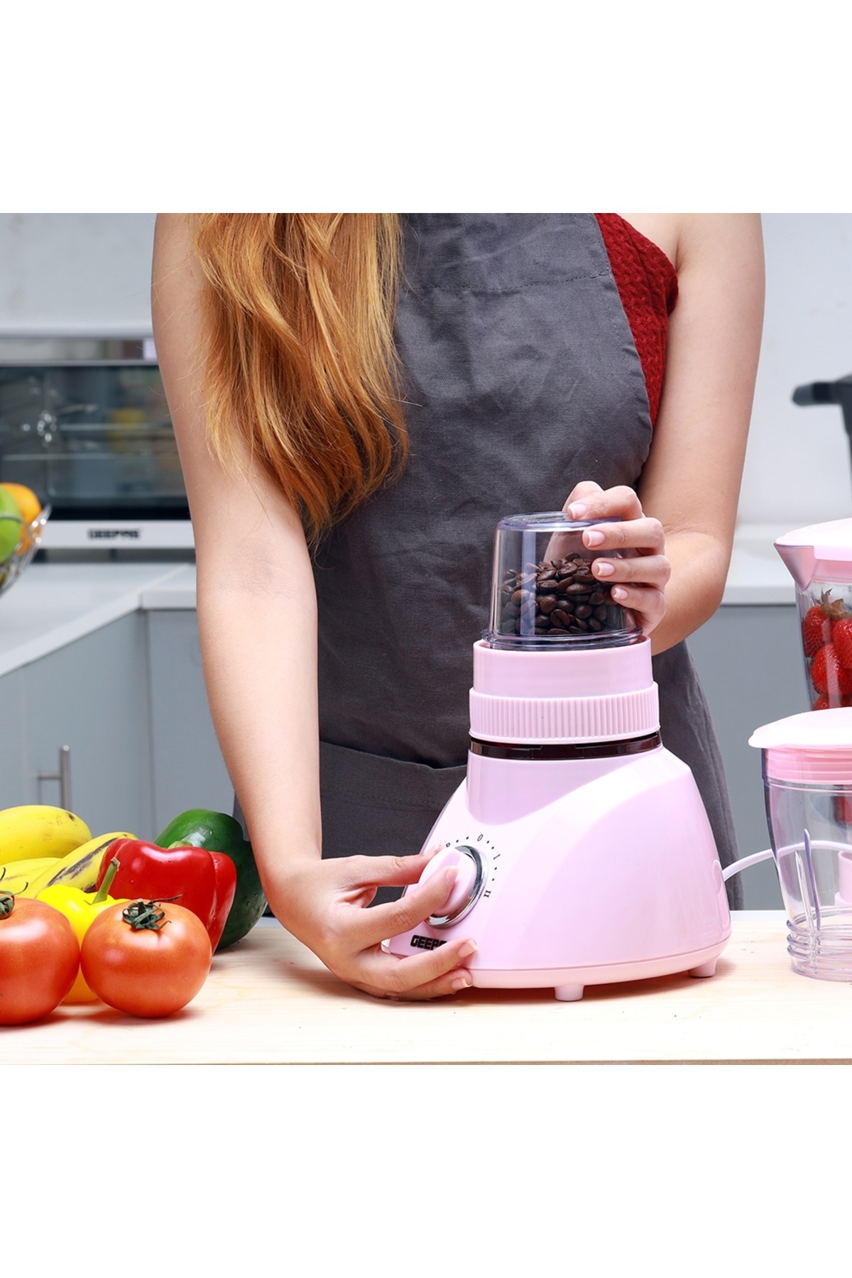 Geepas-3in1 Blender 2 Speed with Pulse, 1.6L Blender Jar Mixer Grinder with Dry Mill & Mincer Attachments 3