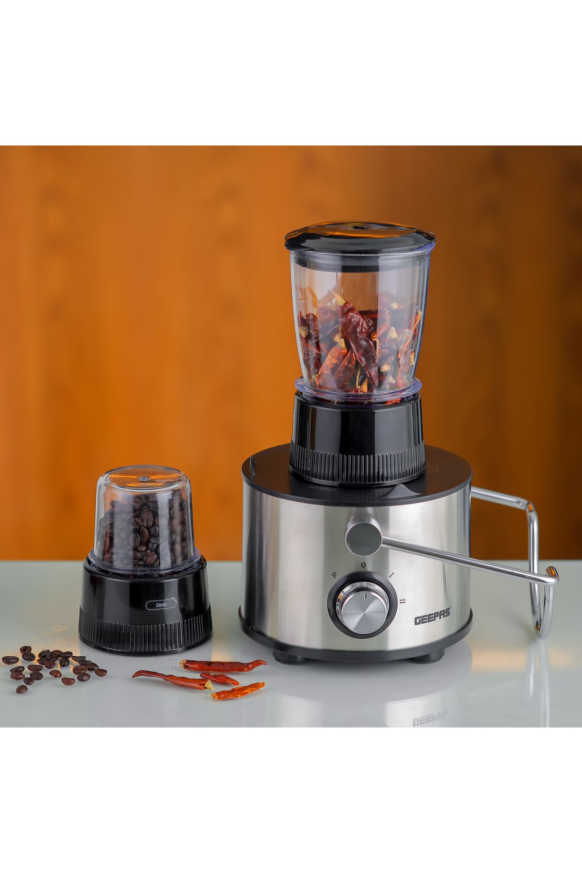 Geepas-4-IN-1 Stainless Steel Blender and Juice Extractor, Powerful Motor with 2 Speed Setting and Pulse 3