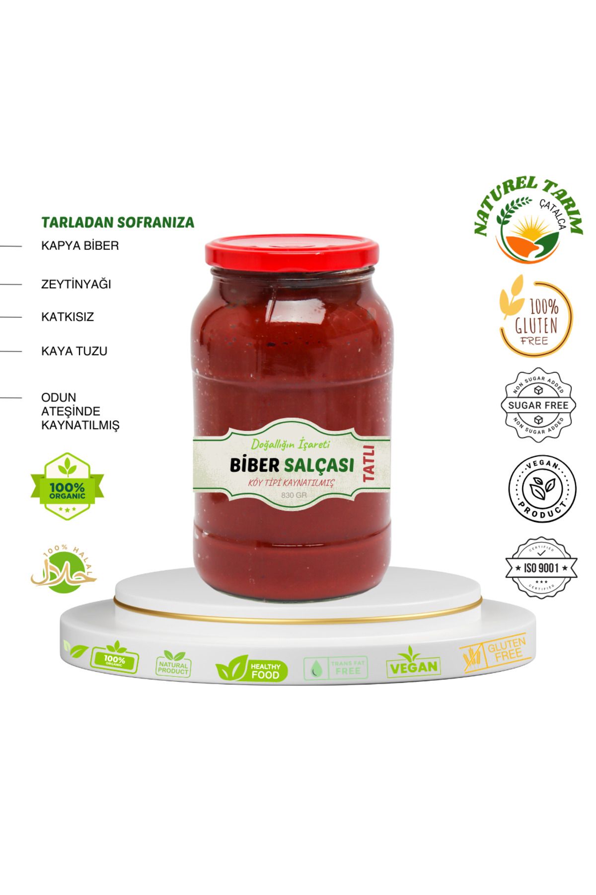 NATUREL BİBER SALÇASI 830 GR ( CAM KAVANOZ )