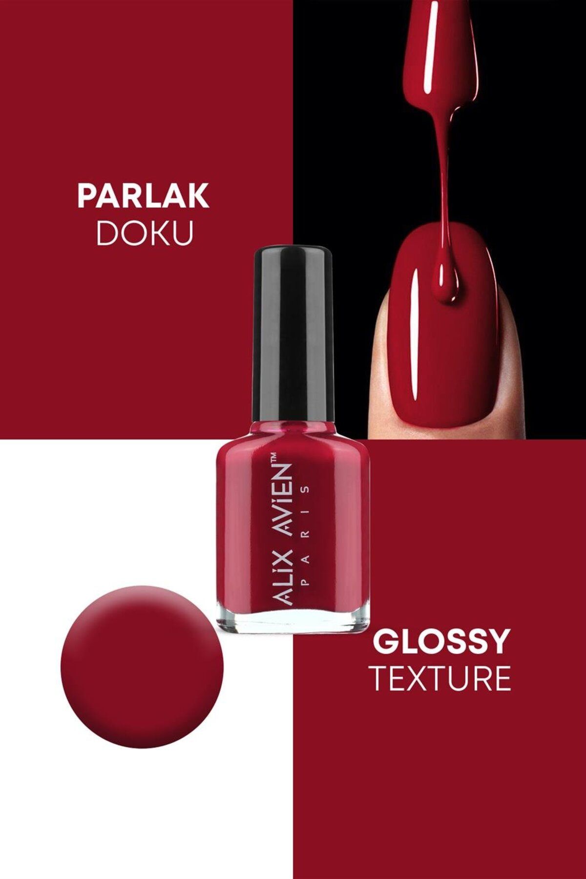 Alix Avien Koyu Kırmızı Oje 58 - Yüksek Pigmentli Uzun Süreli Kalıcılık Hızlı Kuruma - Nail Lacquer 58