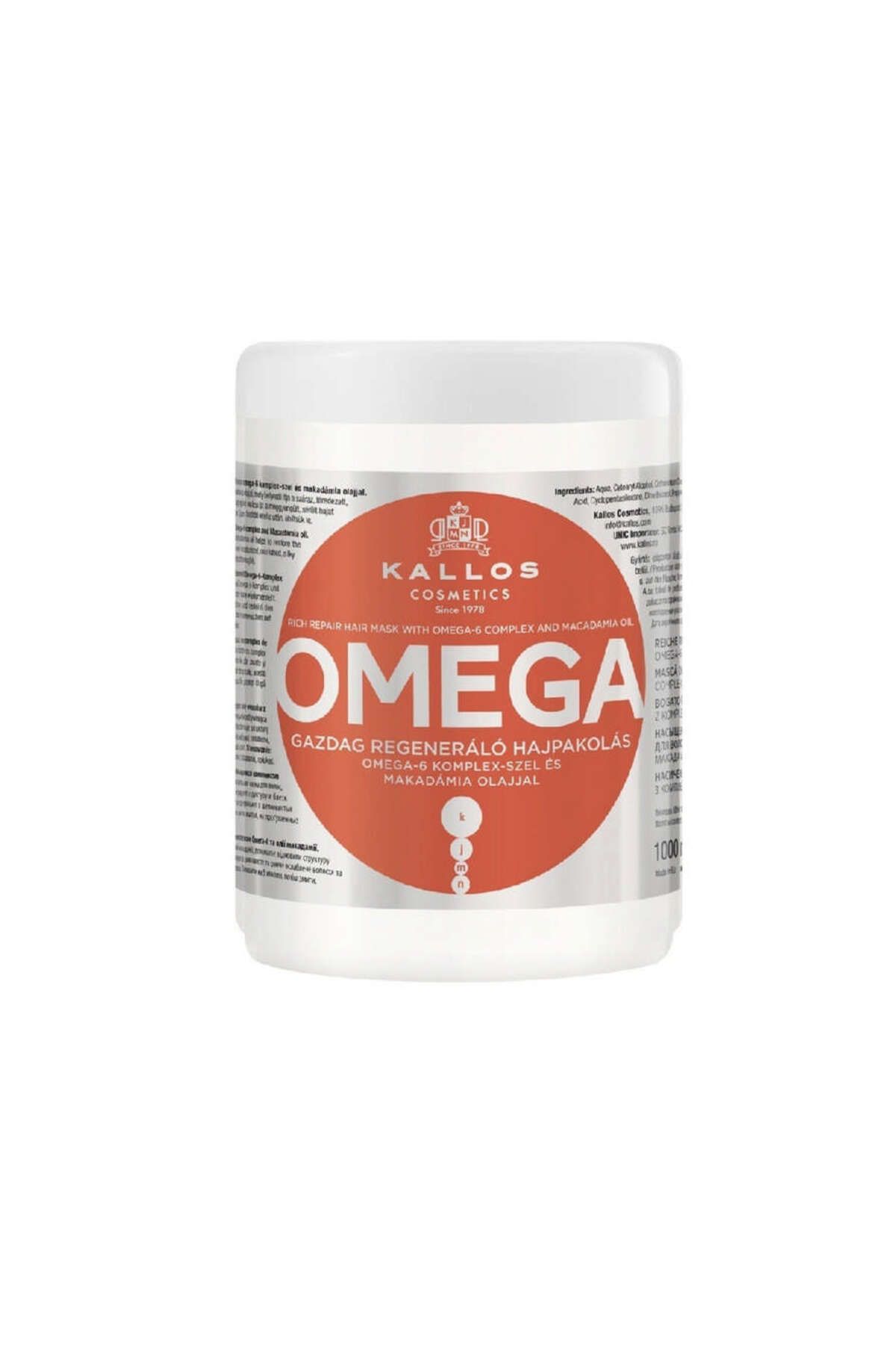 Kallos Cosmetics Kallos Omega Rich Onarıcı Saç Maskesi 1000ML | Omega Yağları, Vitaminler ve Doğal Özler 668142