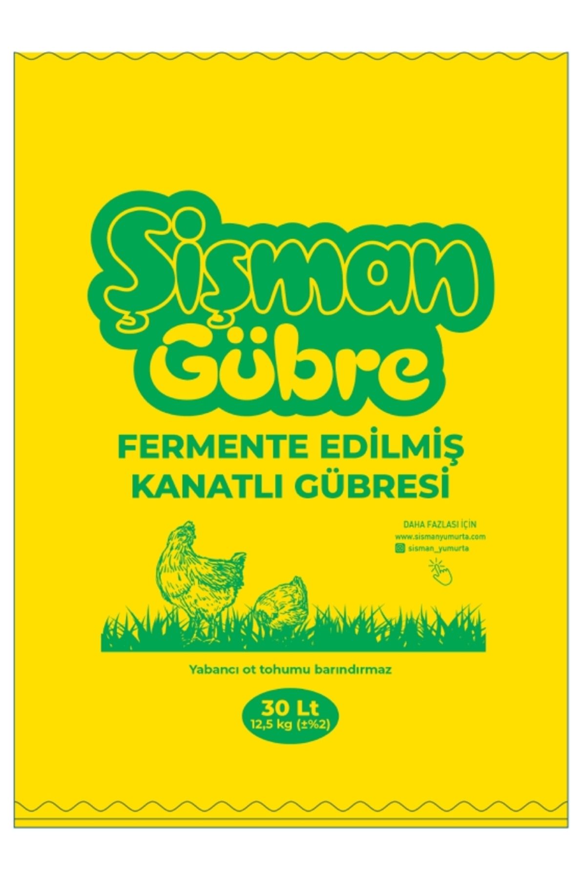 ŞİŞMAN Kanatlı Gübresi Fermente Edilmiş Yabancı Ot Tohumu Barındırmaz Organik 30 litre