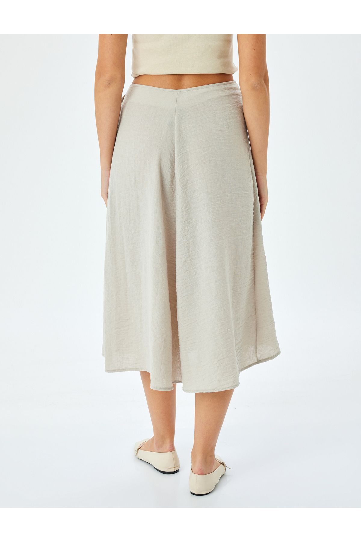 Koton-Binding Detail Midi Length Double Breasted A-Line Skirt 4