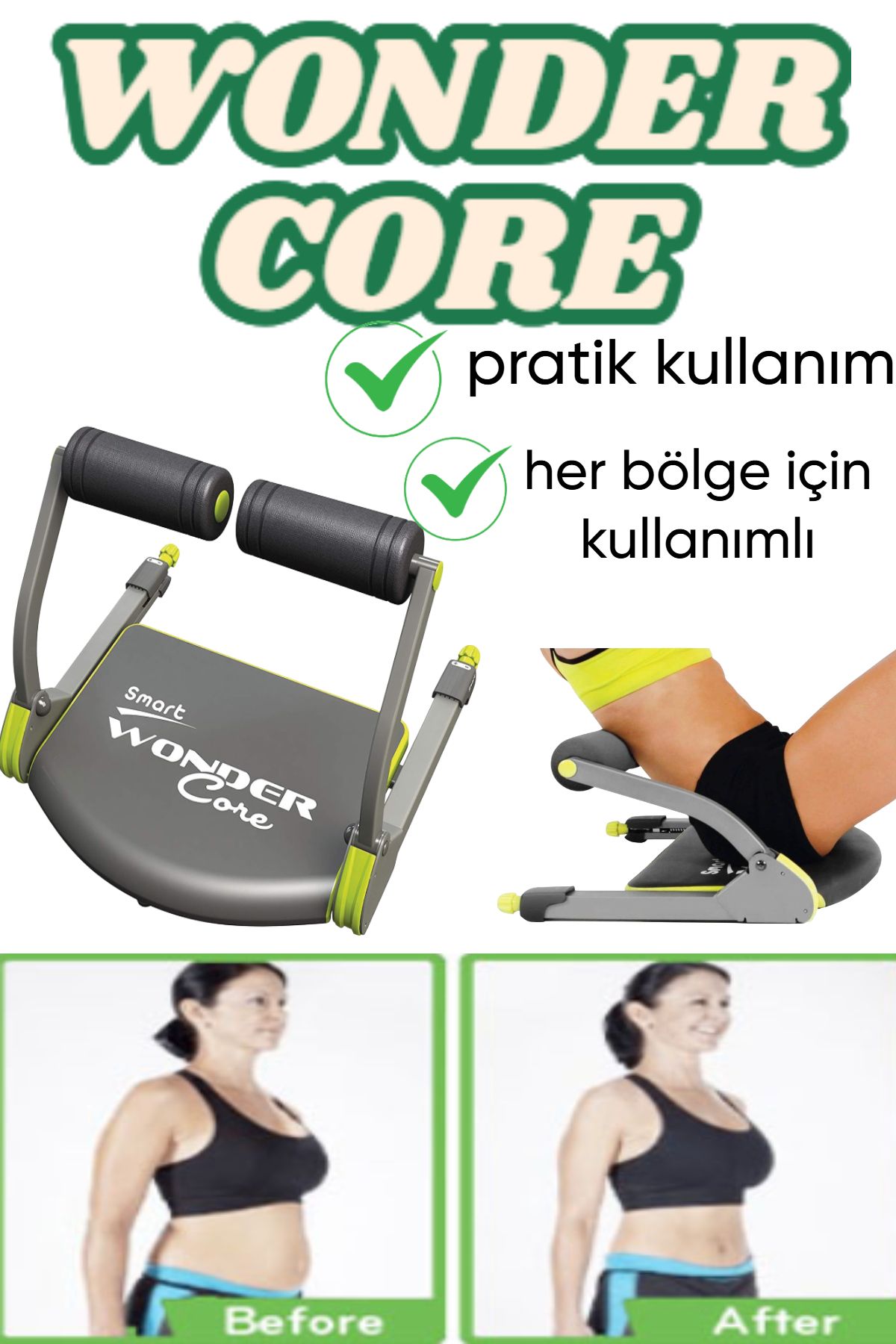 ESENLİWE Smart Fitness Mekik Kondisyon Wonder Core Taşanabilir Egzersiz Zayıflama Spor Egzersiz Aleti