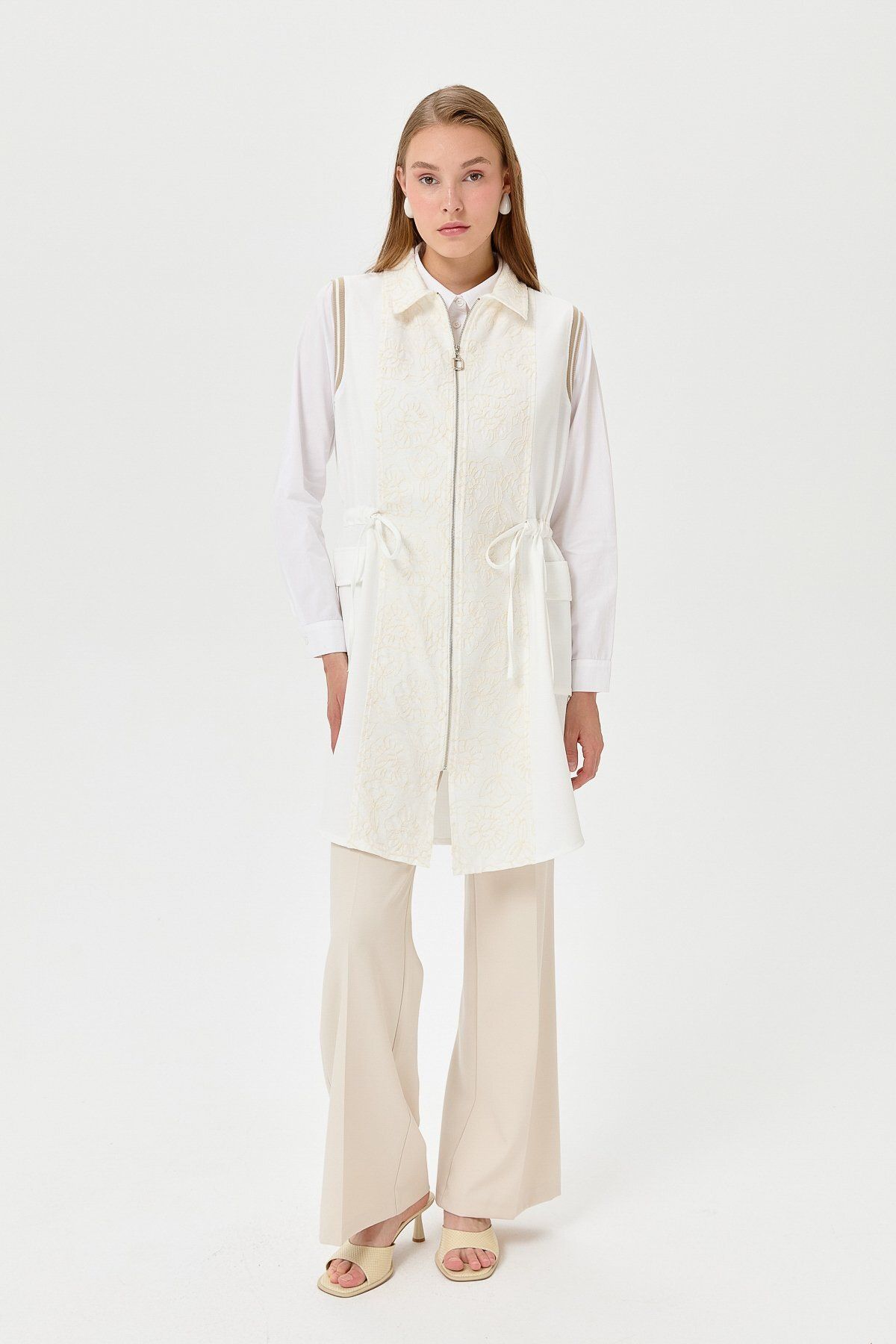 Nihan-Ecru Color Comfortable Vest 6