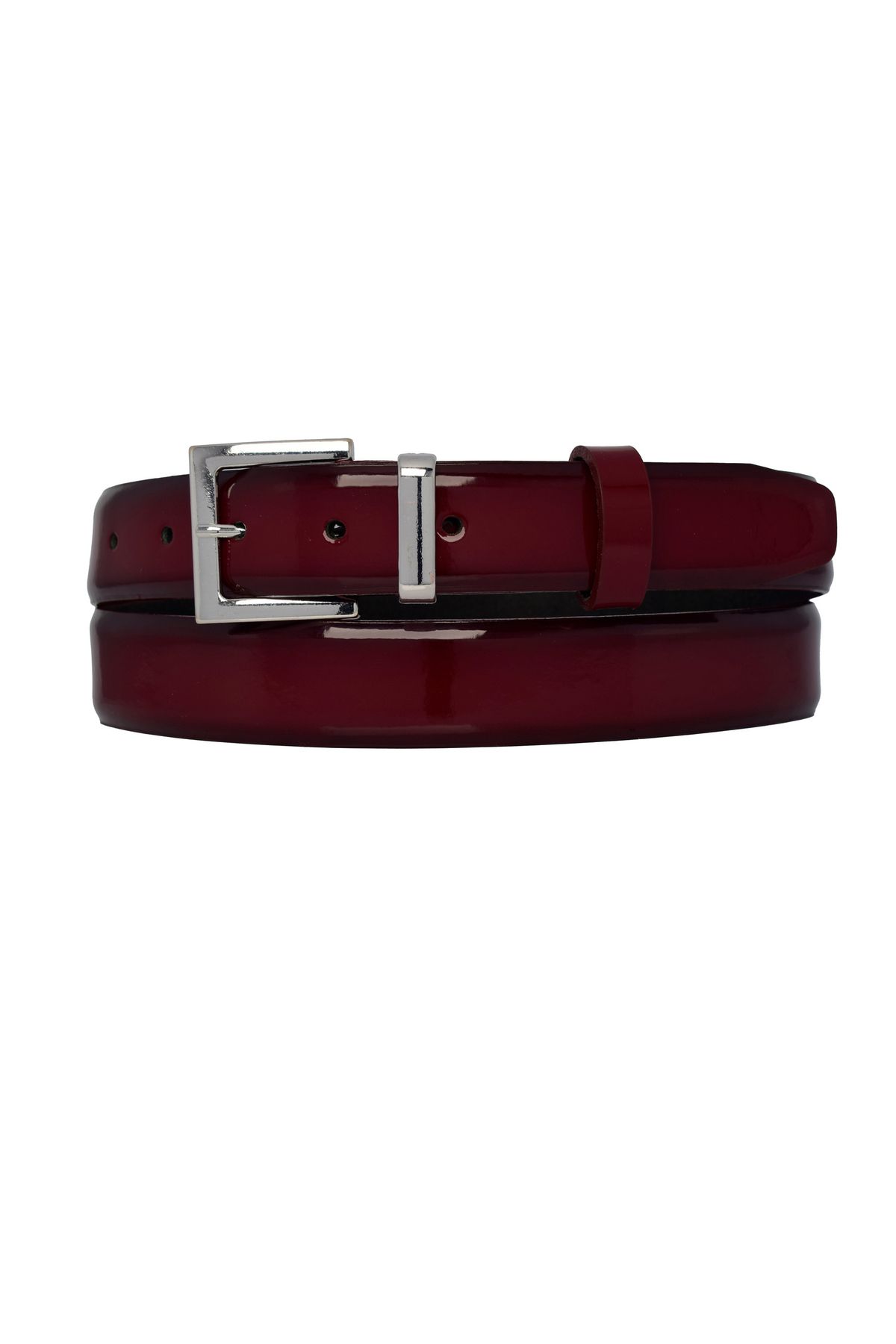 GoDeri-100% Genuine Leather, 3 cm Claret Red Patent Leather Classic Women's Belt, Business, Business Women, Fabric, Suit Belt-R48 3