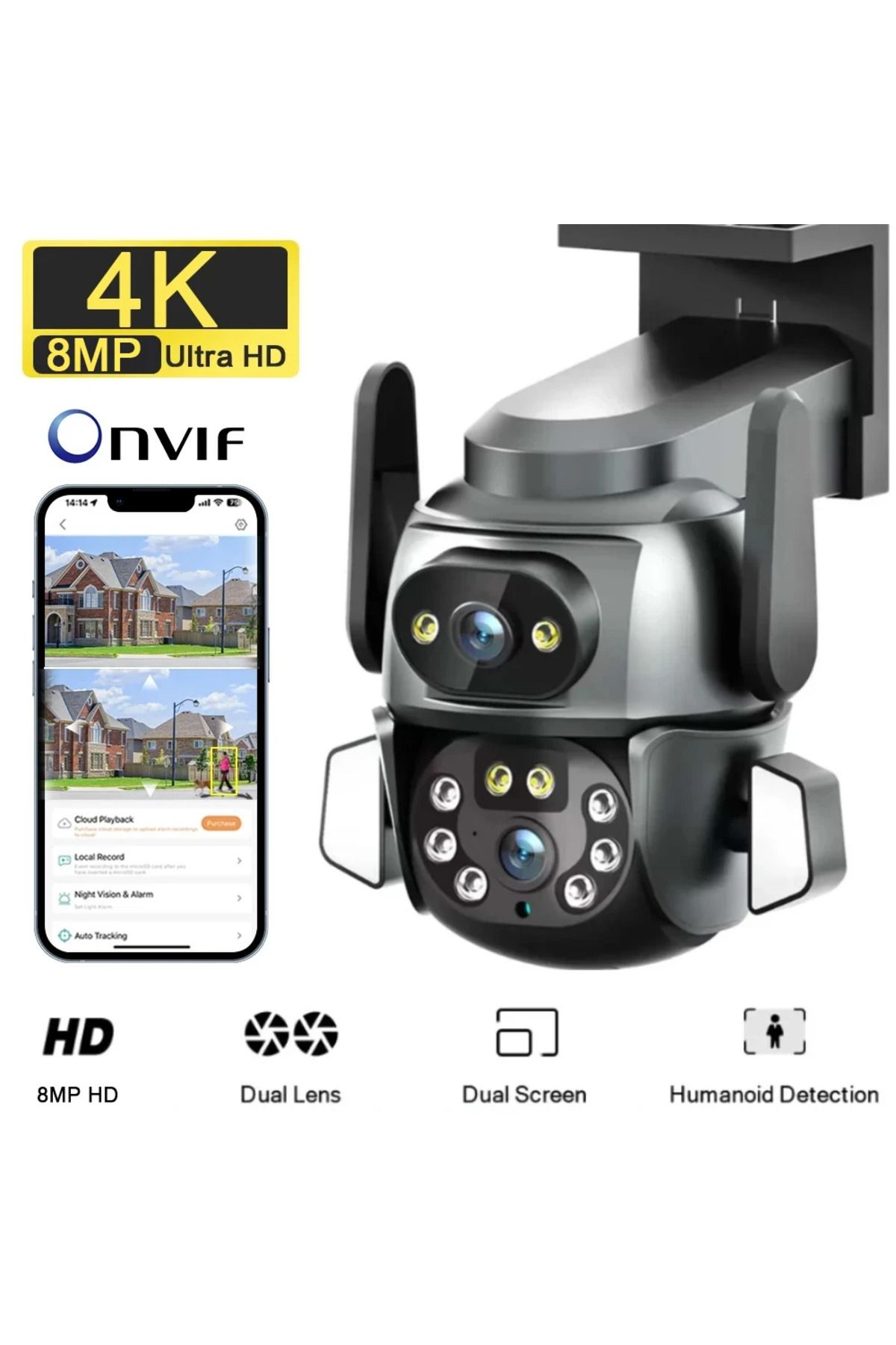 AVENİR Sılatech Av-m23 4 Mp Speed Dome 2 Kameralı Wifi Ptz Ip Kamera App Carecam Pro Sılatech