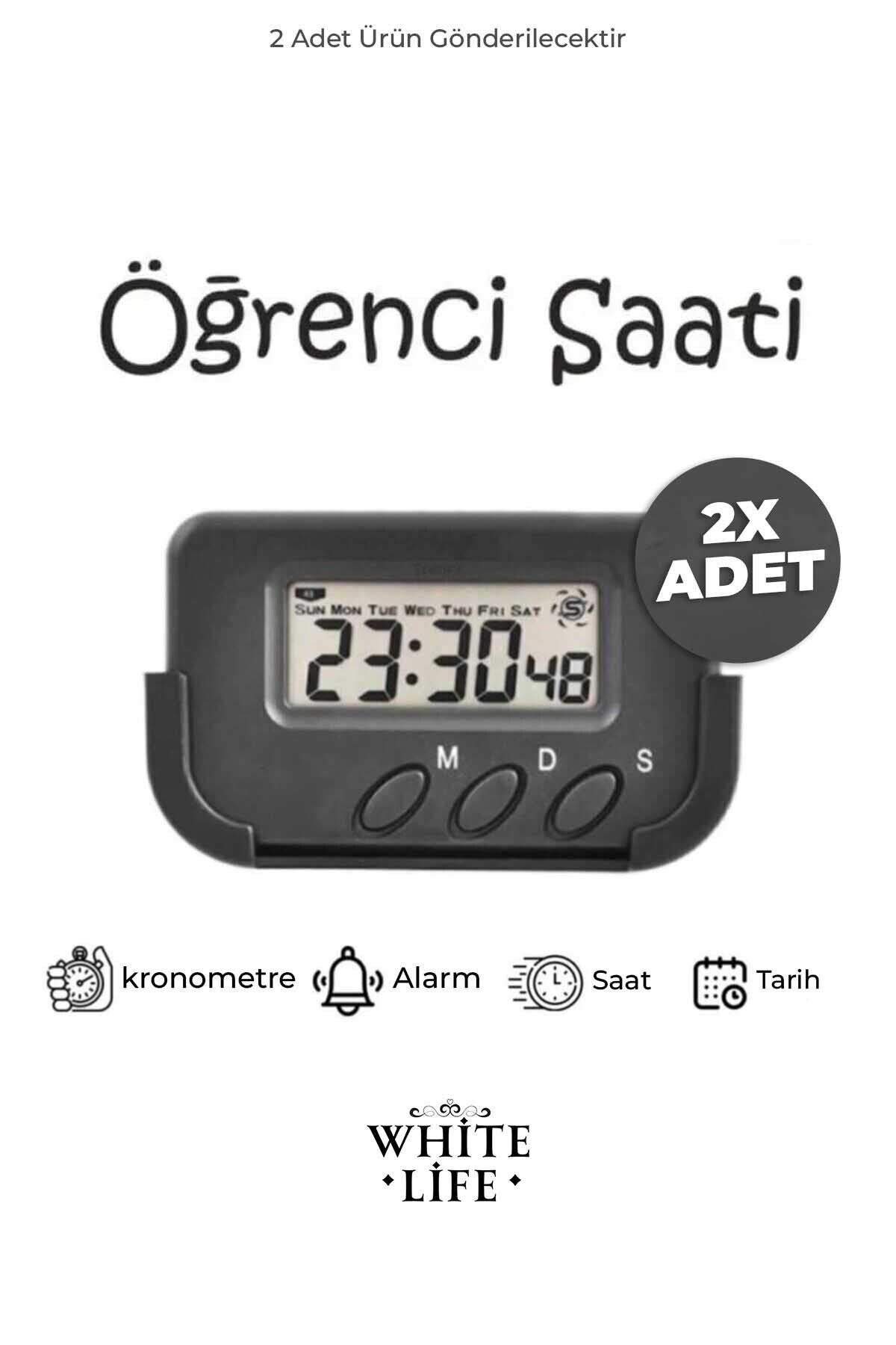 white life 2 Adet - Öğrenci Saati Kronometreli Ders Çalışma Saati