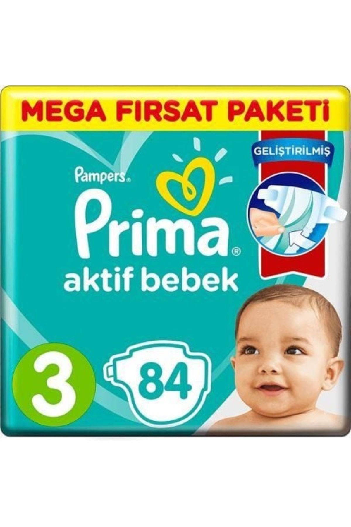 Prima Bebek Bezi Aktif Bebek Mega Fırsat Paketi 3 Beden 84 Adet