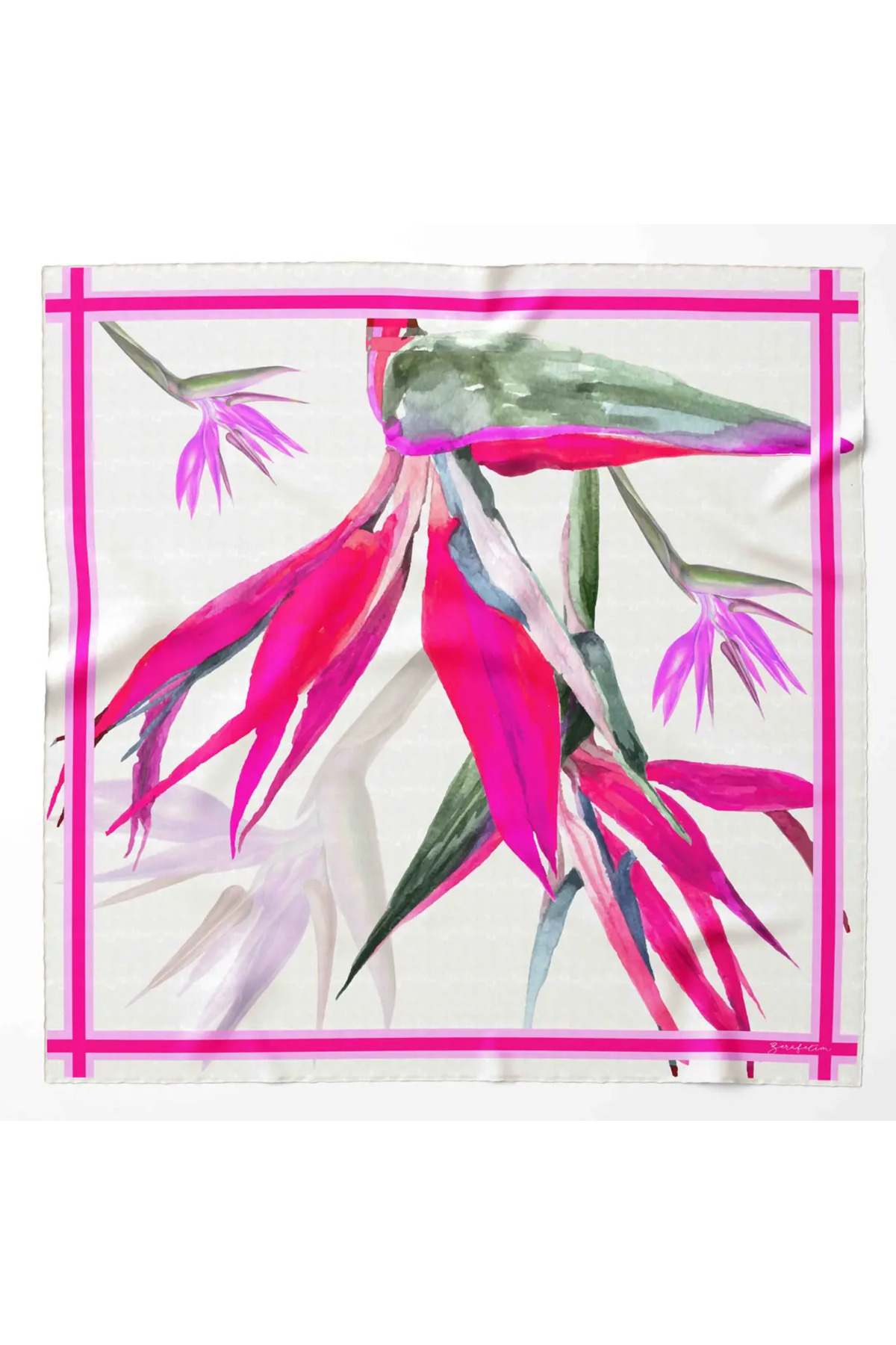 Zerafetim-Paradise Pattern Silk Twill Scarf 1