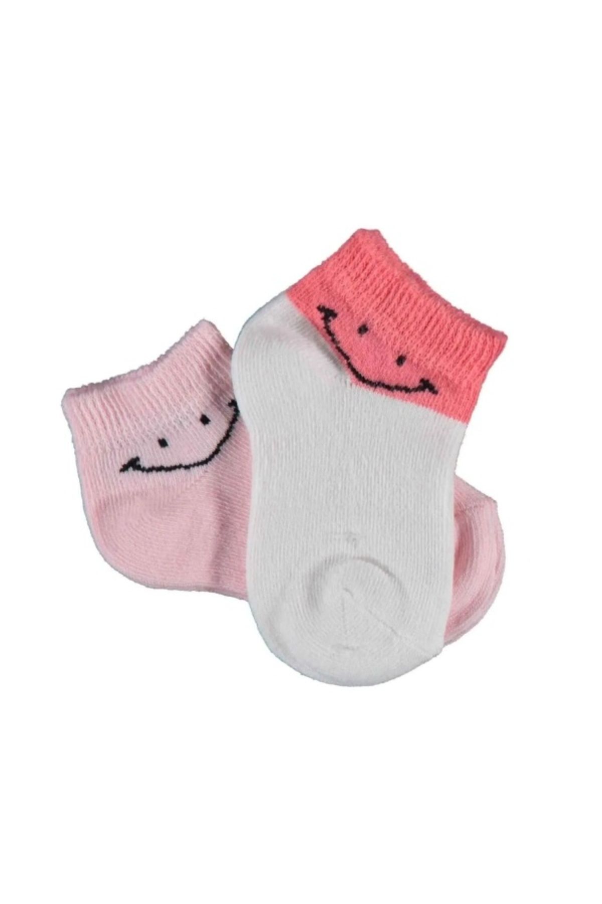 Bibaby Biorganic Smile 2'Li Yaş Patik Çorap 68428 Ekru Pembe